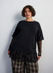 Blouse avec manches en maille et finitions en dentelle, Noir, Model image number 0