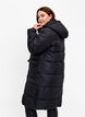 Lange Pufferjacke mit Taschen und Kapuze, Schwarz, Model image number 2