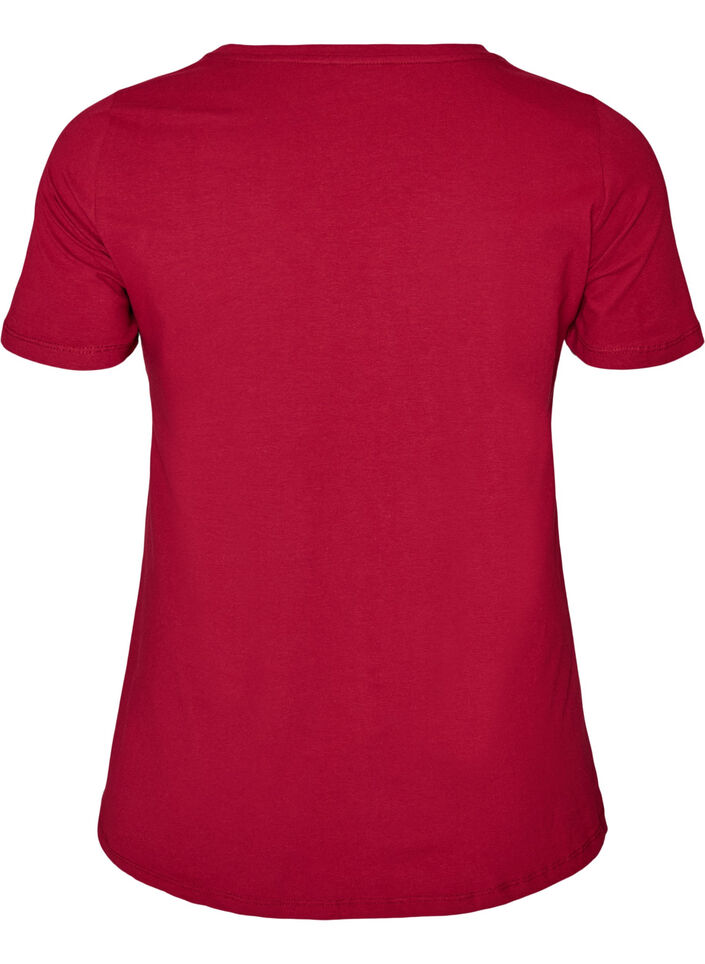 T-shirt en coton uni basique, Bordeaux, Packshot image number 1