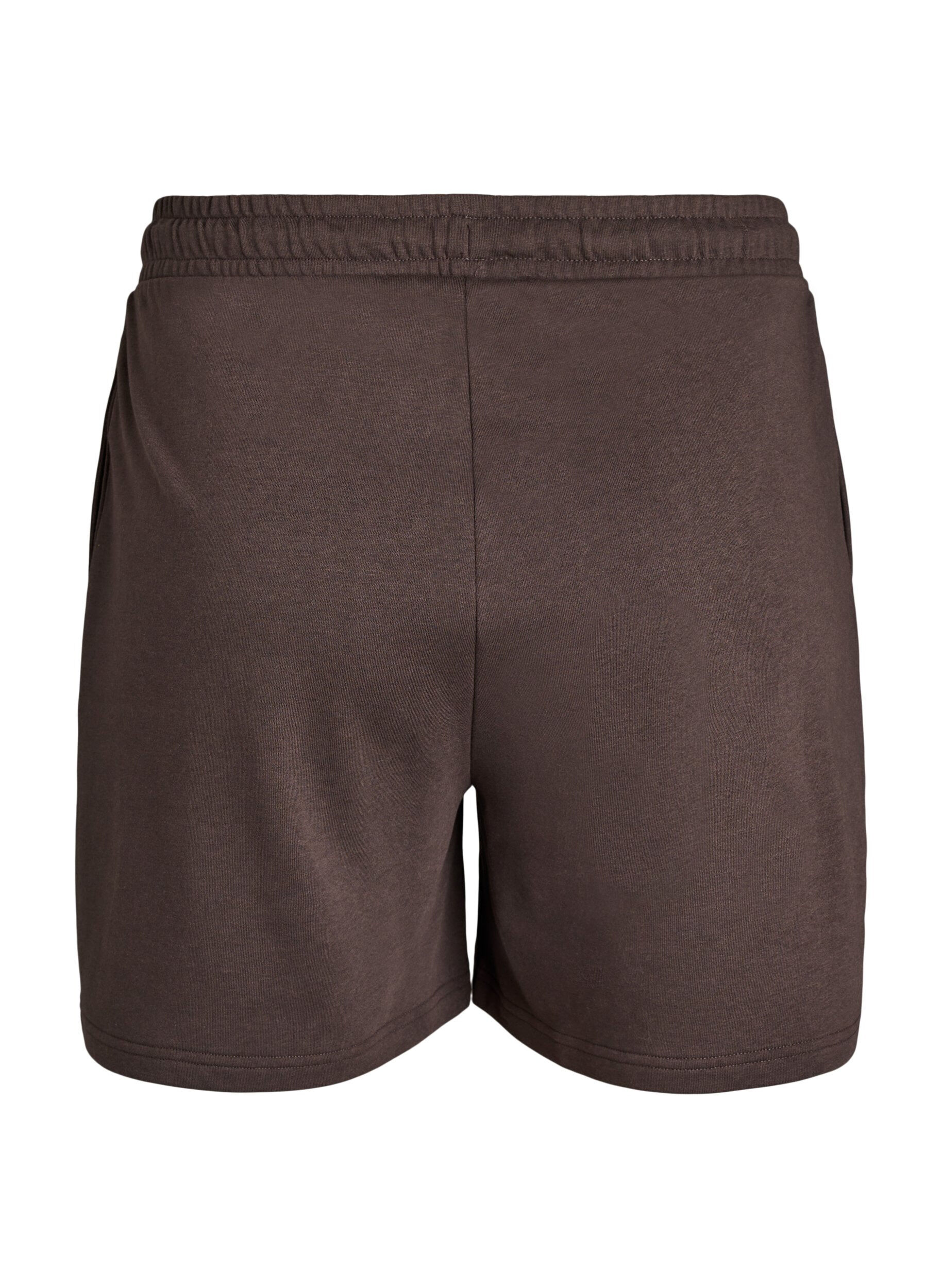 Zizzi Short en molleton taille haute avec poches, Marron, Packshot image number 1
