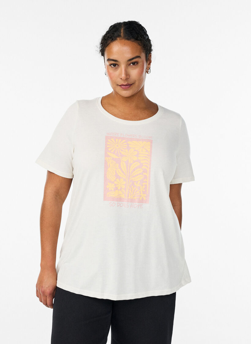 T-shirt imprim&eacute;, Blanc, Model image number 0