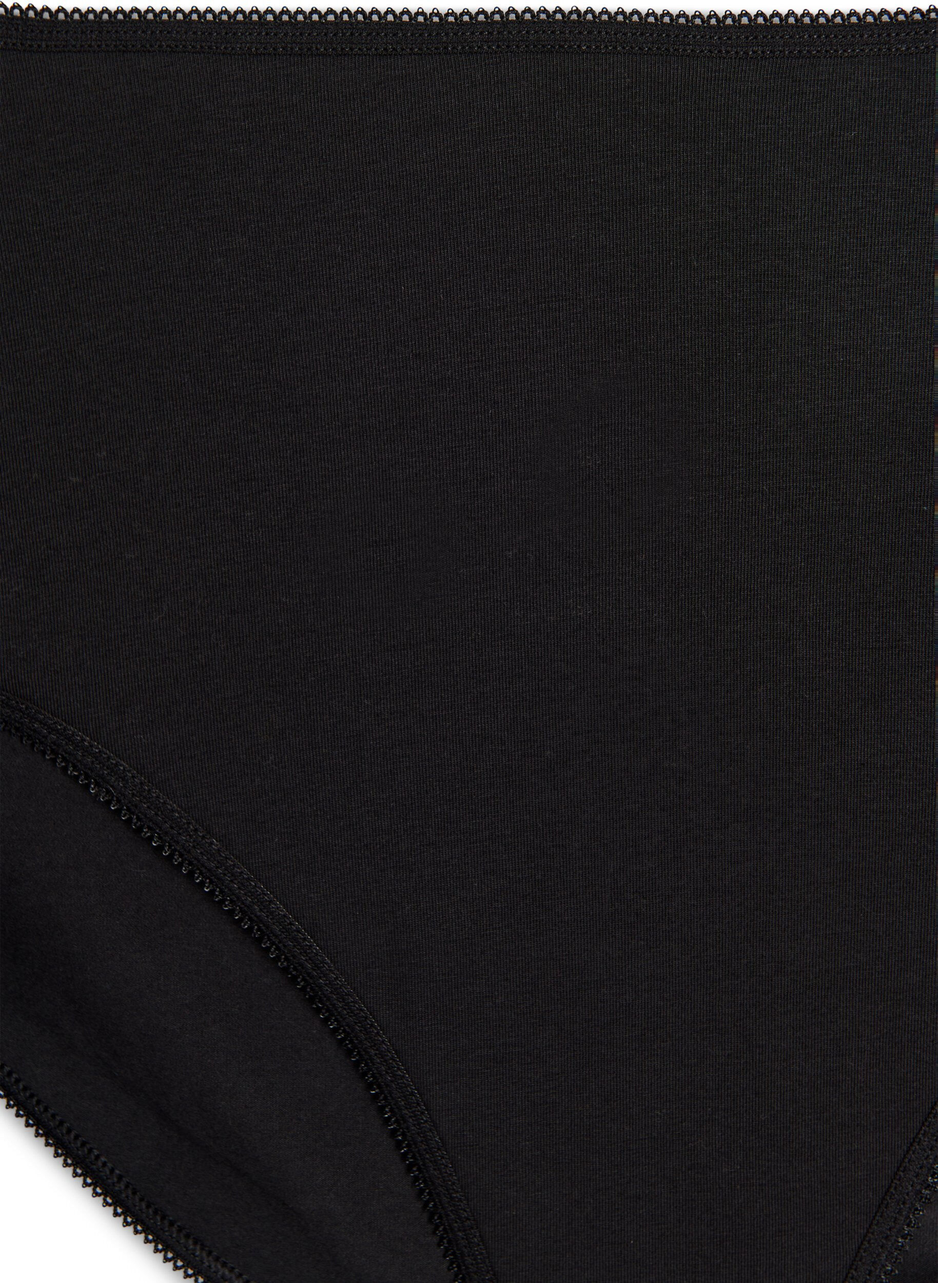 Zizzi 5-pack Bauwollunterhose mit normaler Taille, Schwarz, Packshot image number 3