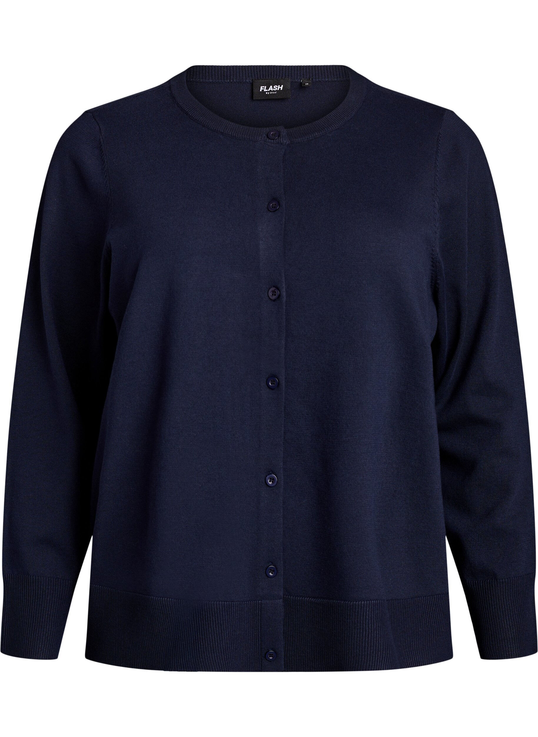 ZizziFeinstrick-Strickjacke mit Rundhalsausschnitt, Blau, Packshot image number 0