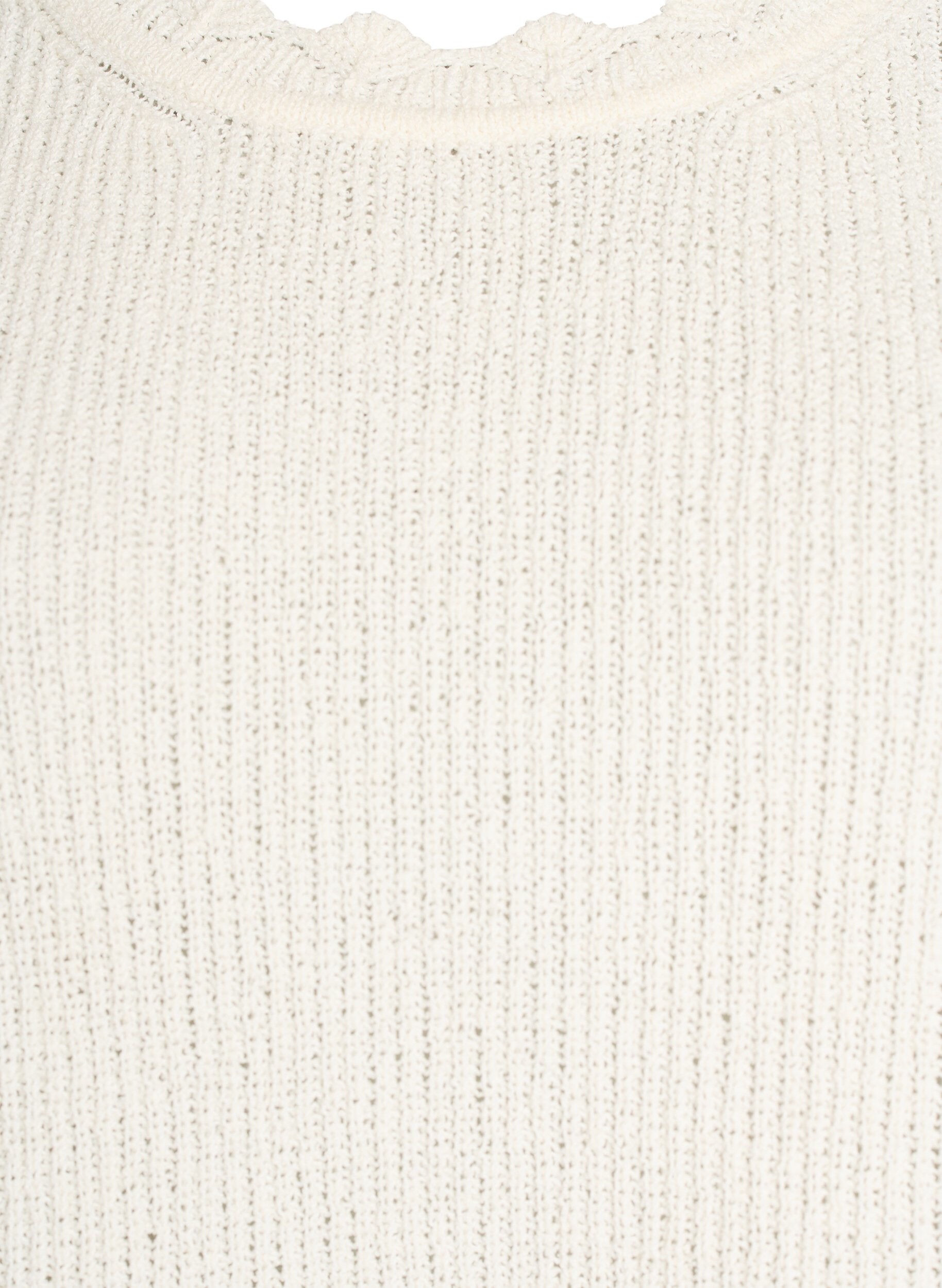 Zizzi Strickbluse mit Lochstickerei und 1/2-&Auml;rmeln, Vanille, Packshot image number 2