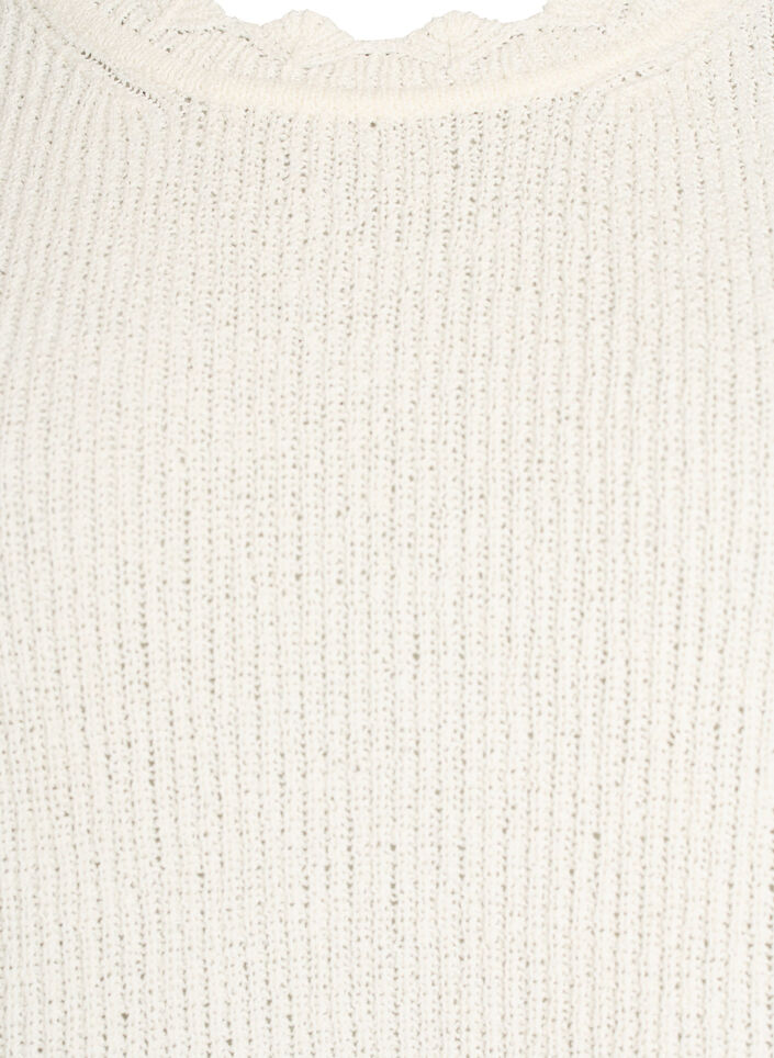 Strickbluse mit Lochstickerei und 1/2-&Auml;rmeln, Vanille, Packshot image number 2