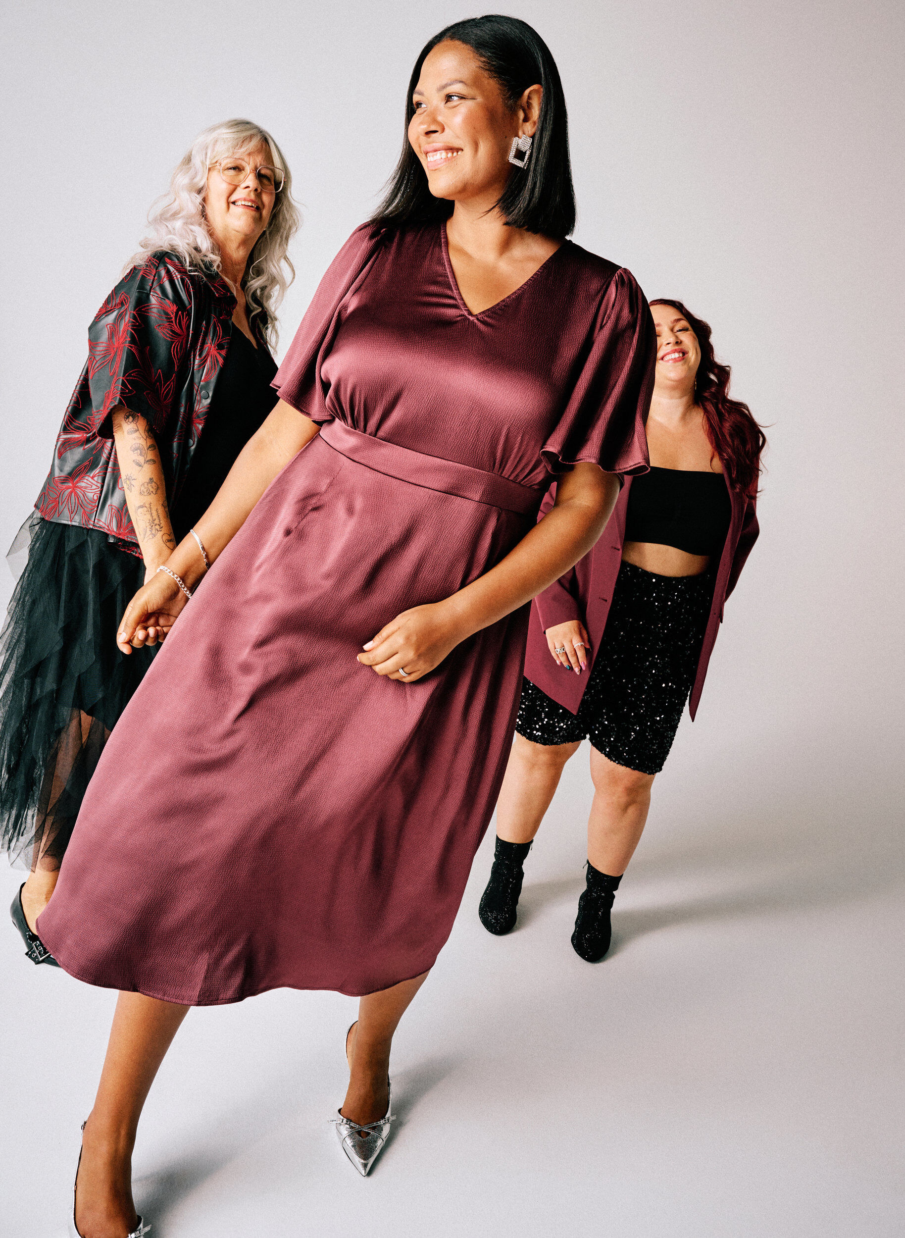 Zizzi Empire-Partykleid in Midil&auml;nge, Dunkles Bordeaux, Image image number 0