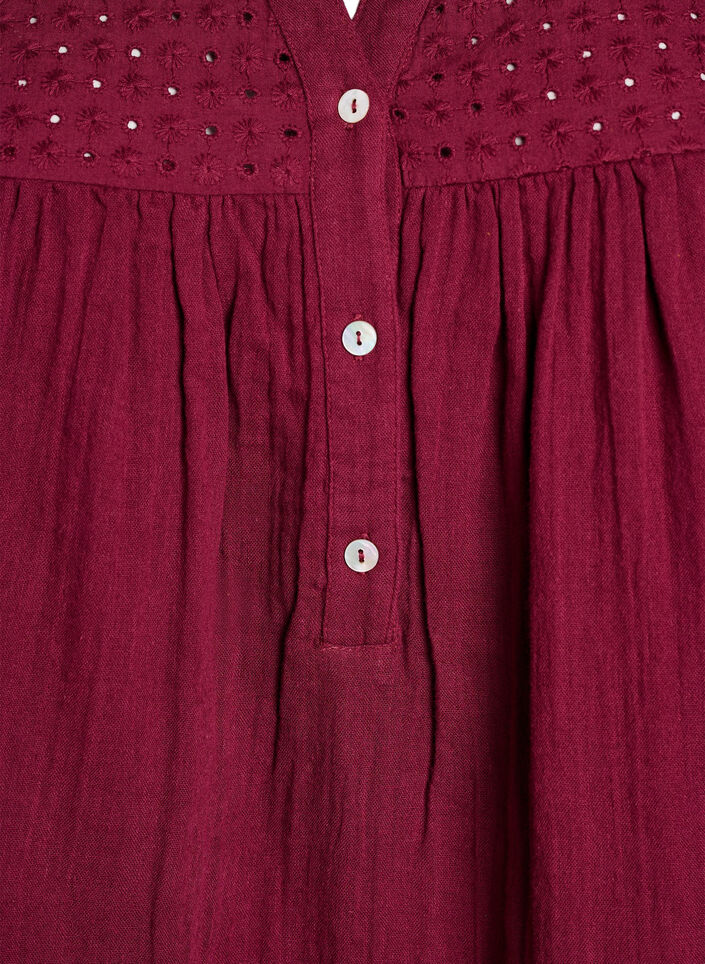 Blouse en mousseline de coton avec broderie anglaise, Bordeaux fonc&eacute;, Packshot image number 2