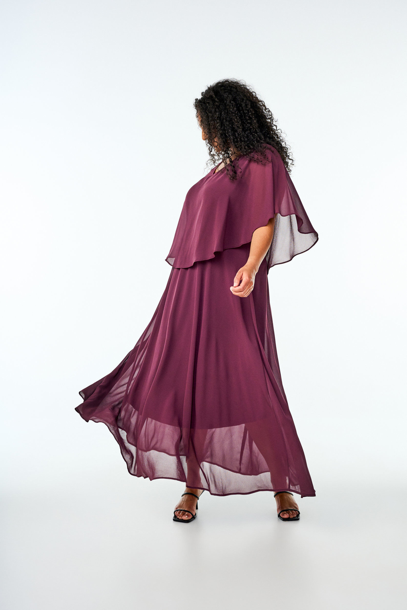 Zizzi A-Linie Maxikleid mit kurzen &Auml;rmeln, Rot, Model image number 2