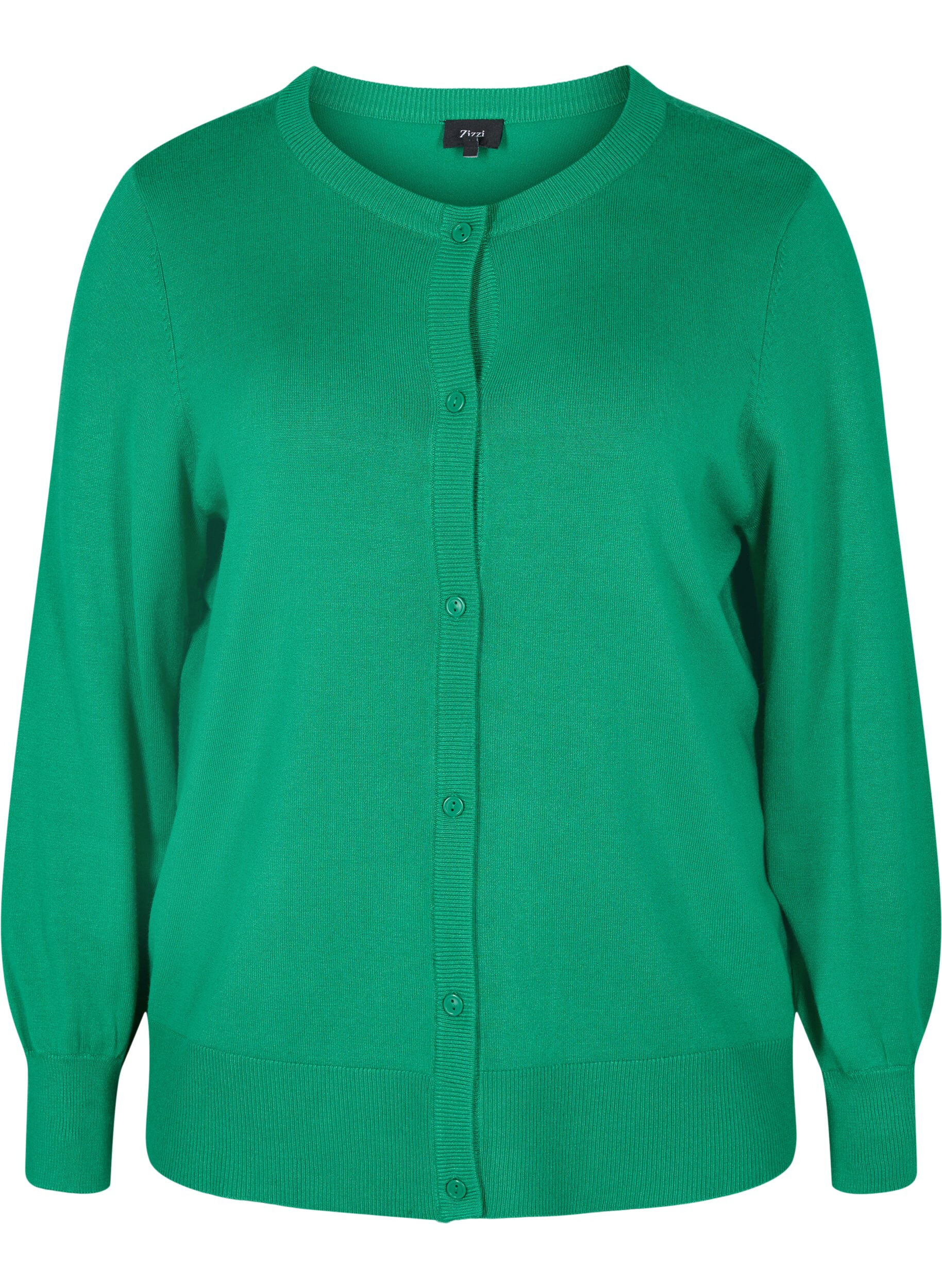 Zizzi 	 Cardigan en maille avec boutons en m&eacute;lange de viscose, Jolly Green, Packshot image number 0