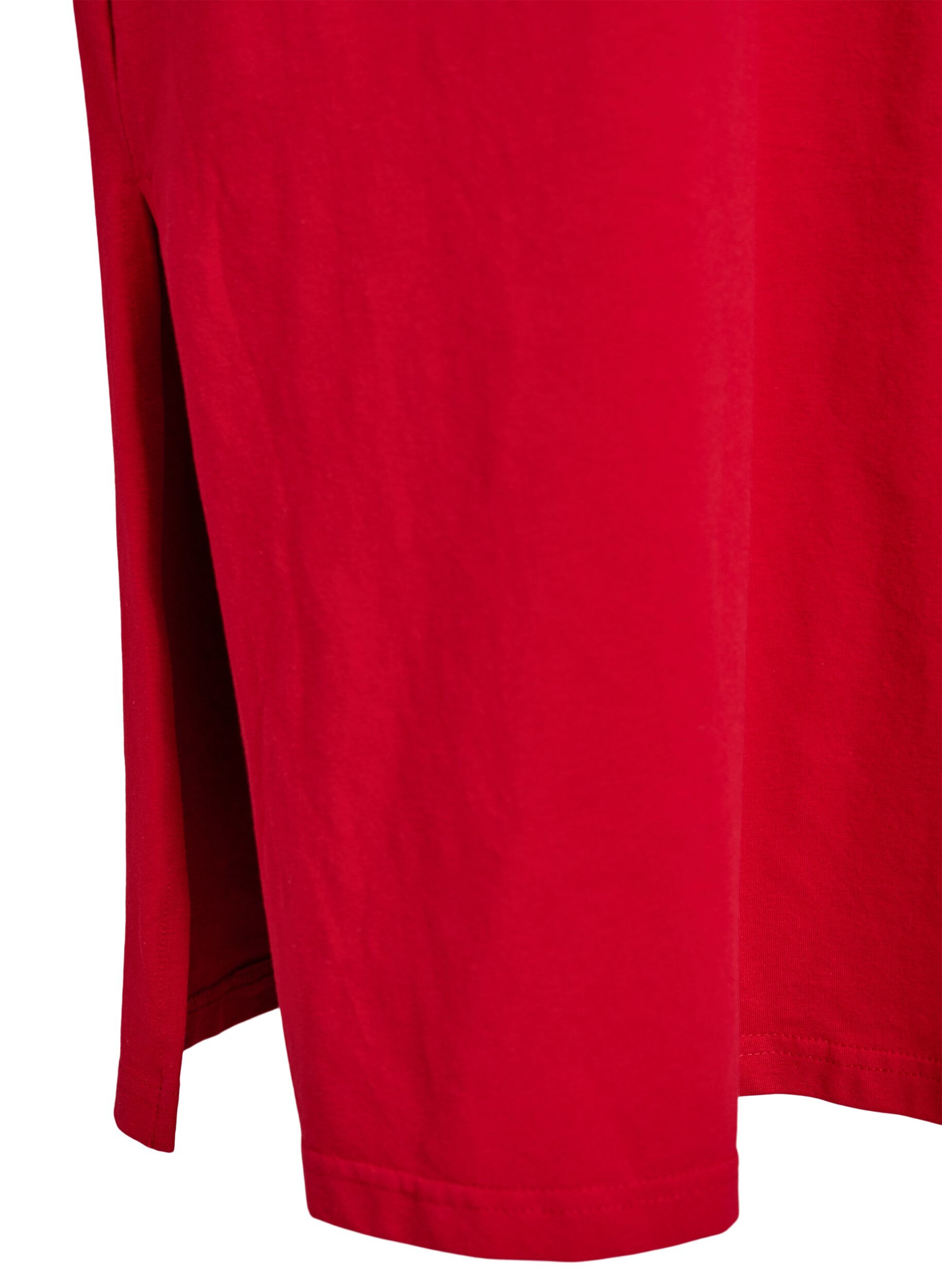 Zizzi Midi-T-Shirtkleid mit V-Ausschnitt, Rot, Packshot image number 3