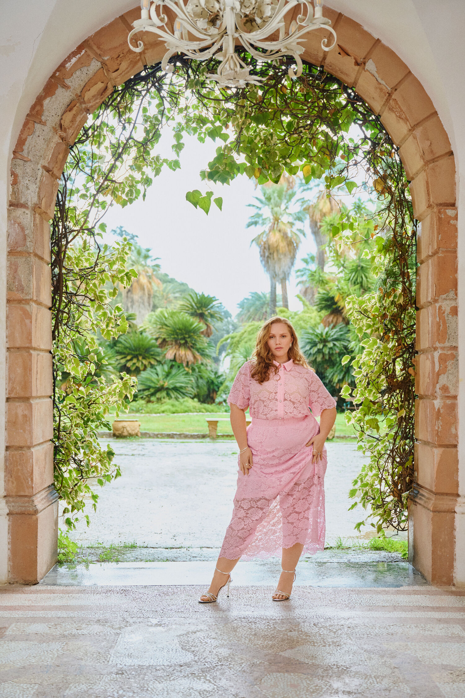 Zizzi Ensemble en dentelle rose clair, , Model