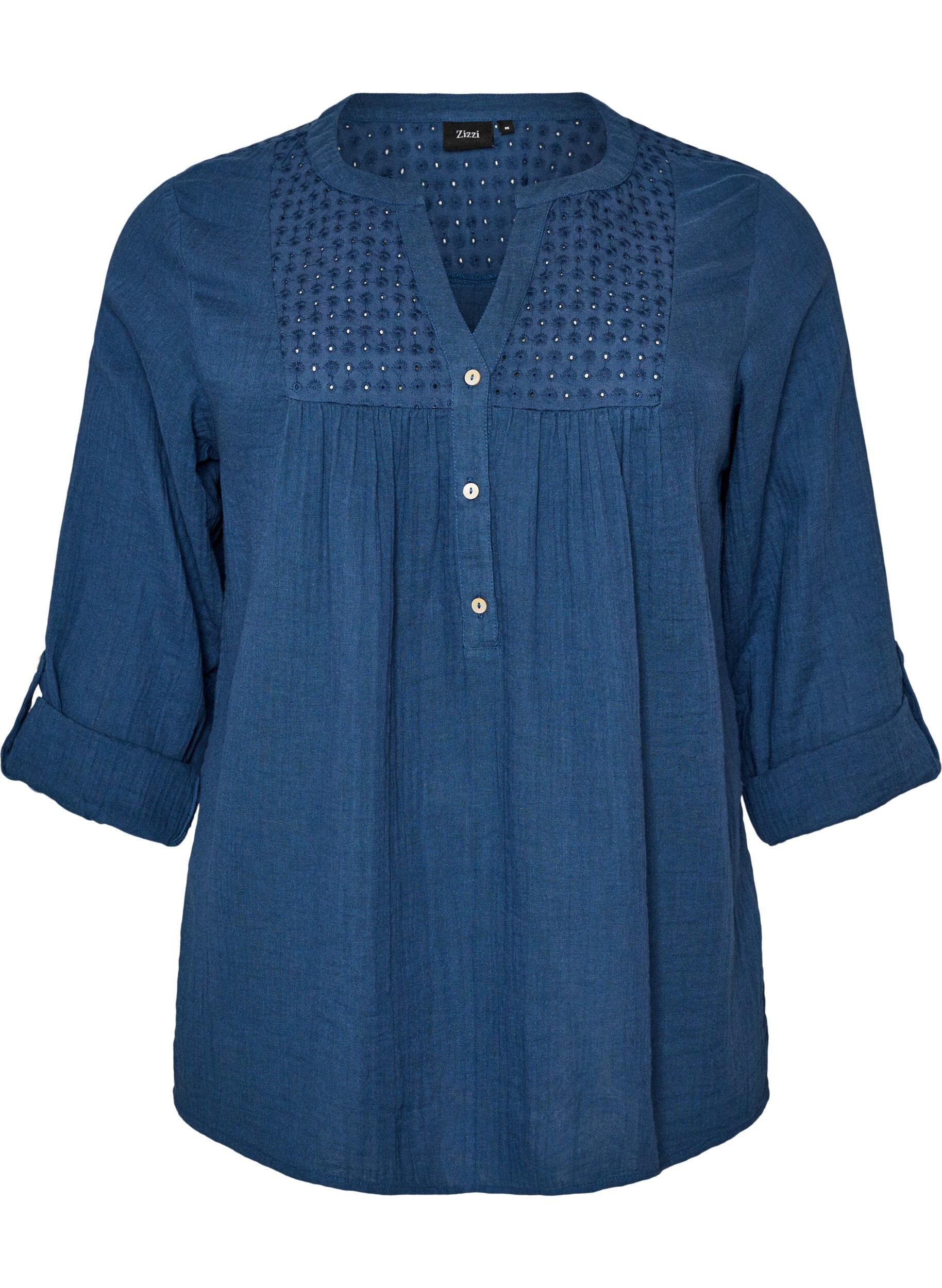 Blouse en mousseline de coton avec broderie anglaise