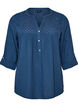 Blouse en mousseline de coton avec broderie anglaise, Bleu, Packshot image number 0