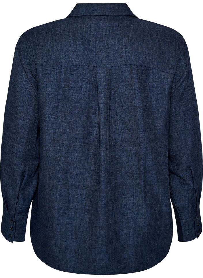 Chemise ample avec col en V, Bleu, Packshot image number 1