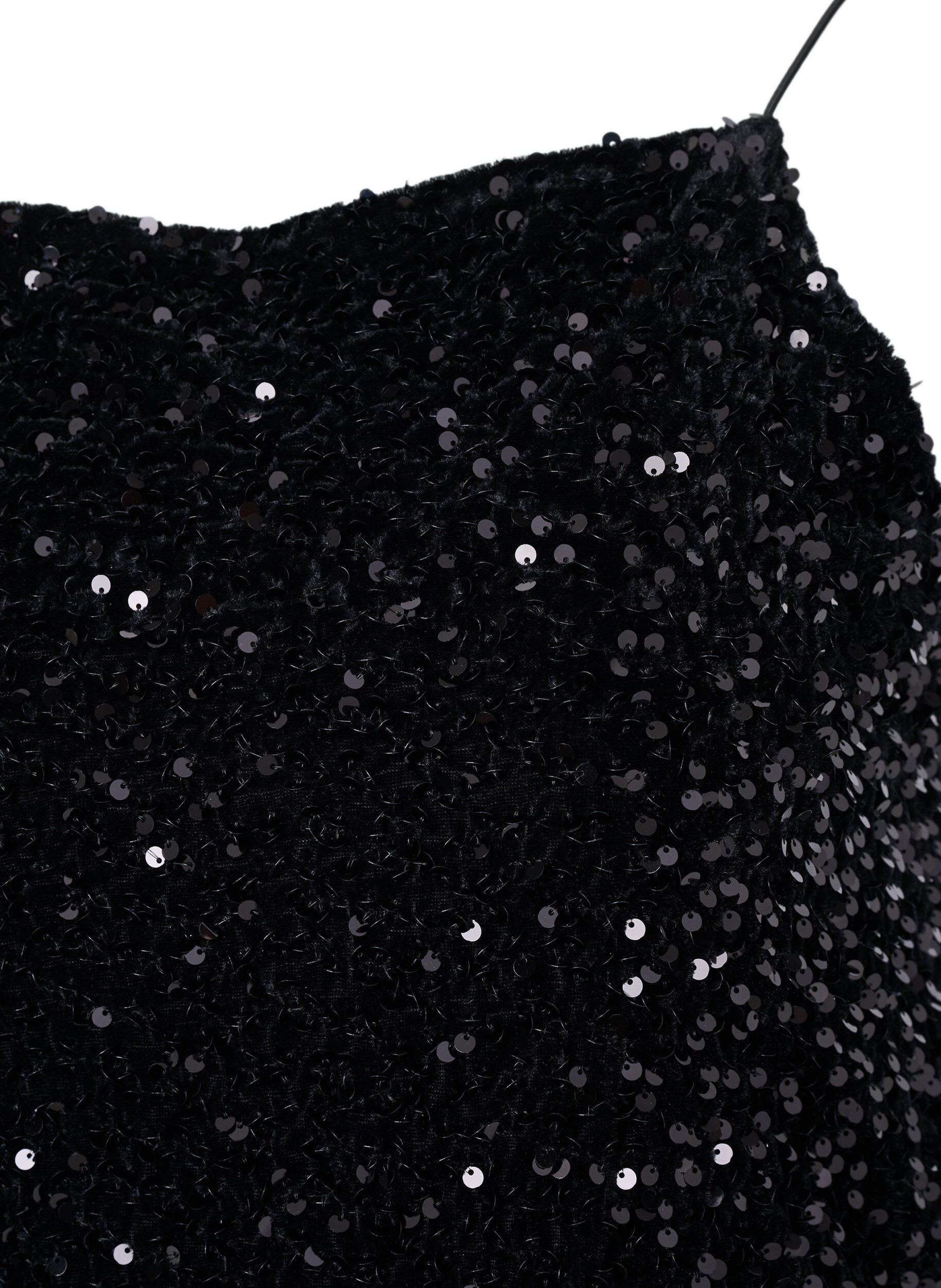 Zizzi Top mit Pailletten und schmalen Tr&auml;gern, Black Sequins, Packshot image number 2