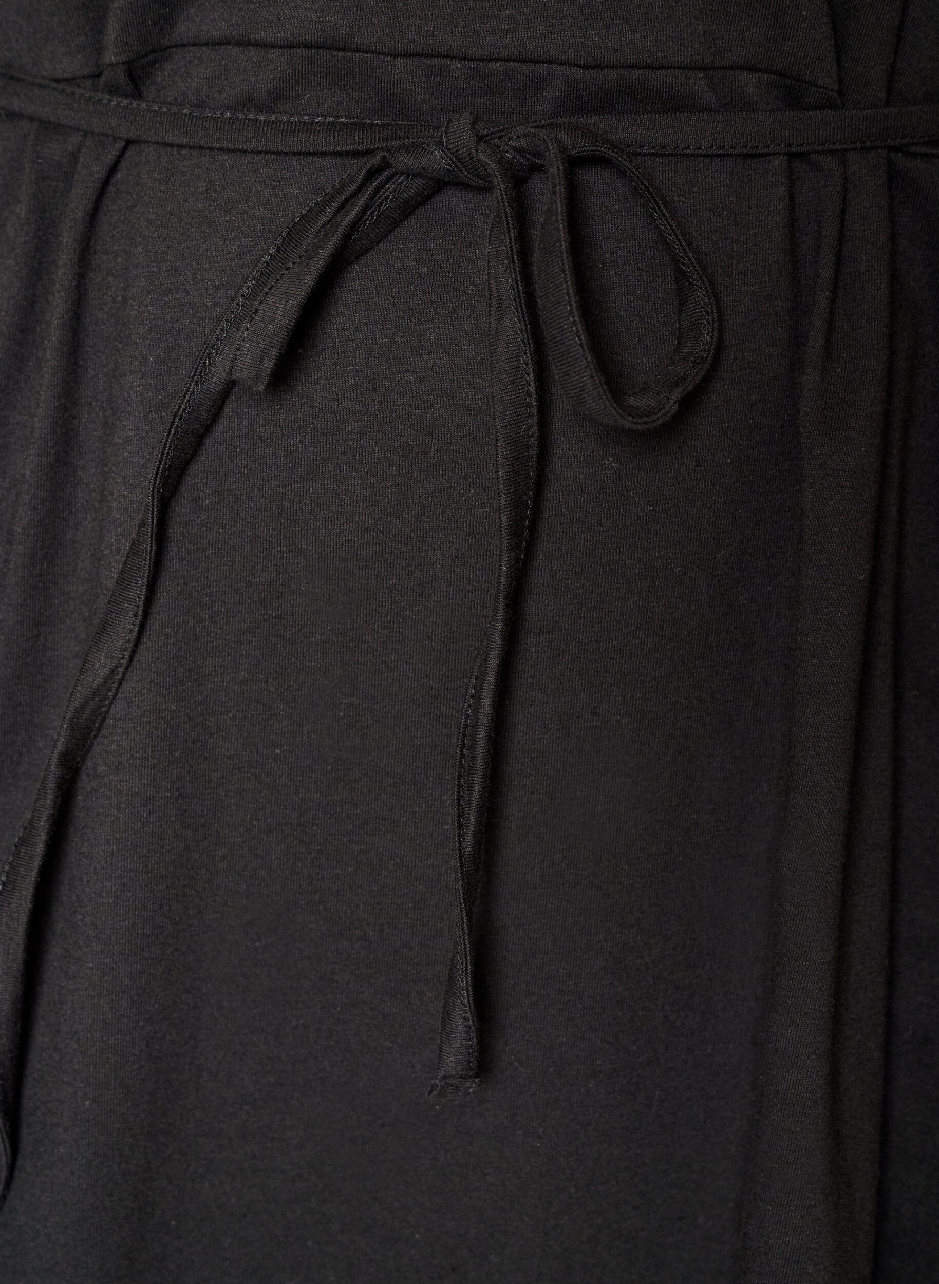 ZizziRobe en coton avec manches en broderie anglaise et ceinture &agrave; nouer, Noir, Packshot image number 3