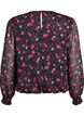 Blouse fleurie en mousseline &agrave; manches transparentes, Noir, Packshot image number 1