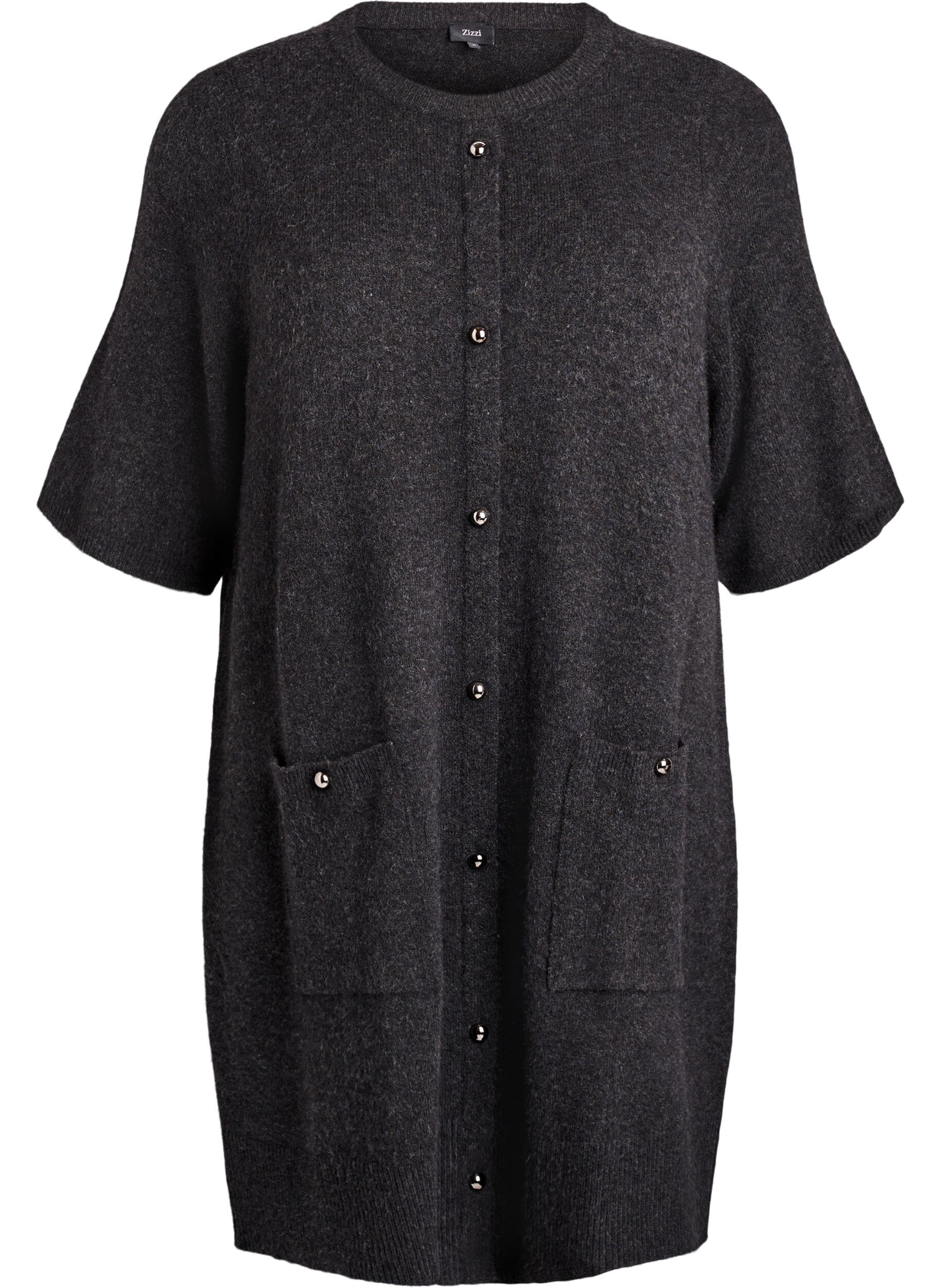 Robe courte en maille avec manches courtes et boutons boule