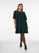 Robe courte coupe &eacute;vas&eacute;e avec des rayures paillet&eacute;es, Vert fonc&eacute;, Model image number 1