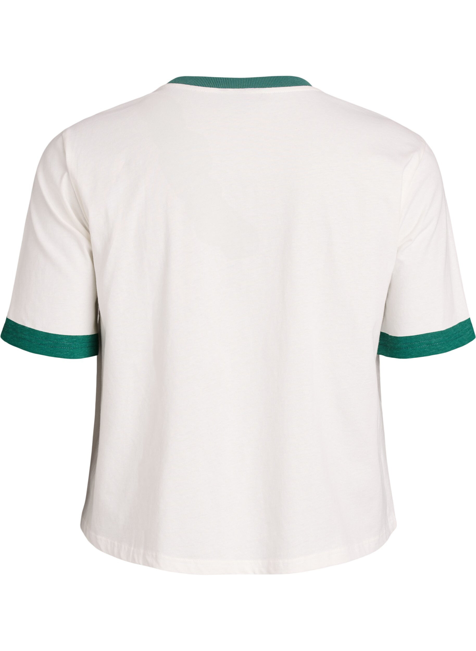 Zizzi T-Shirt aus Baumwolle mit Textprint und Boxy-Fit, Wei&szlig;, Packshot image number 1