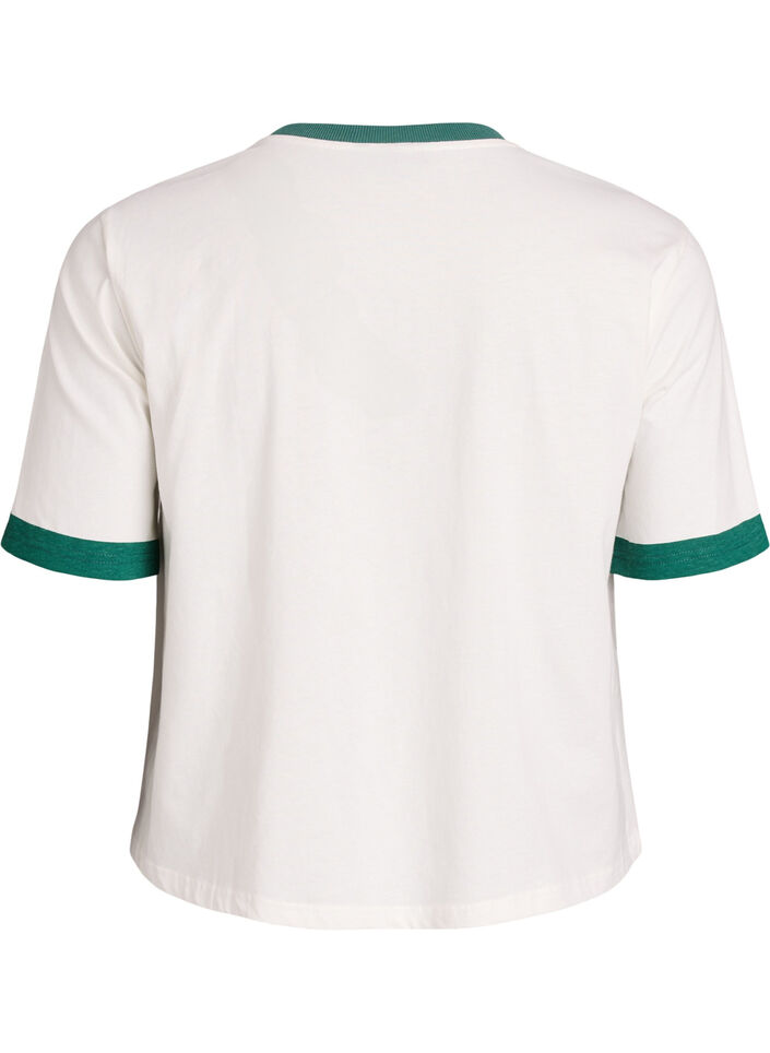 T-Shirt aus Baumwolle mit Textprint und Boxy-Fit, Wei&szlig;, Packshot image number 1