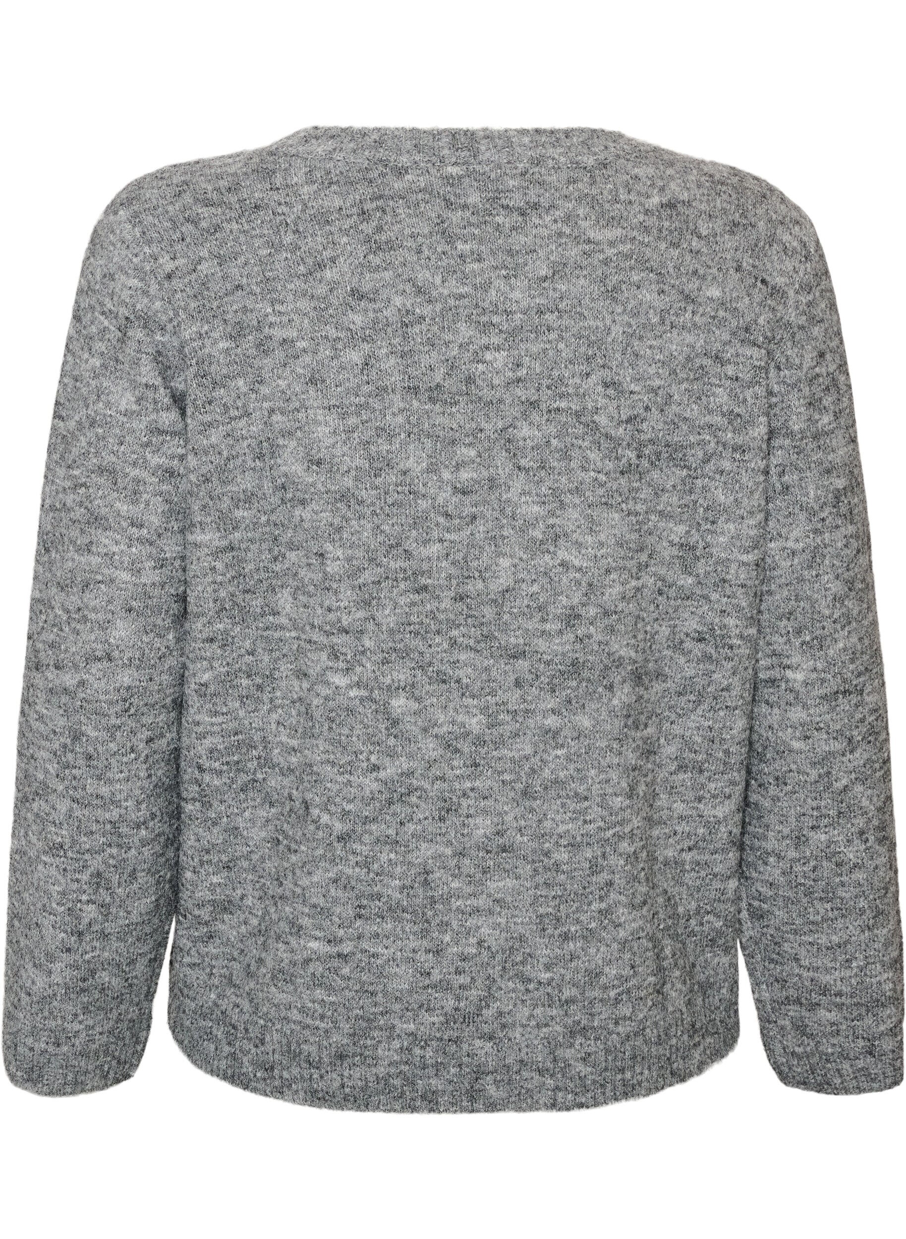ZizziLockerer Pullover mit Rundhalsausschnitt, Grau, Packshot image number 1