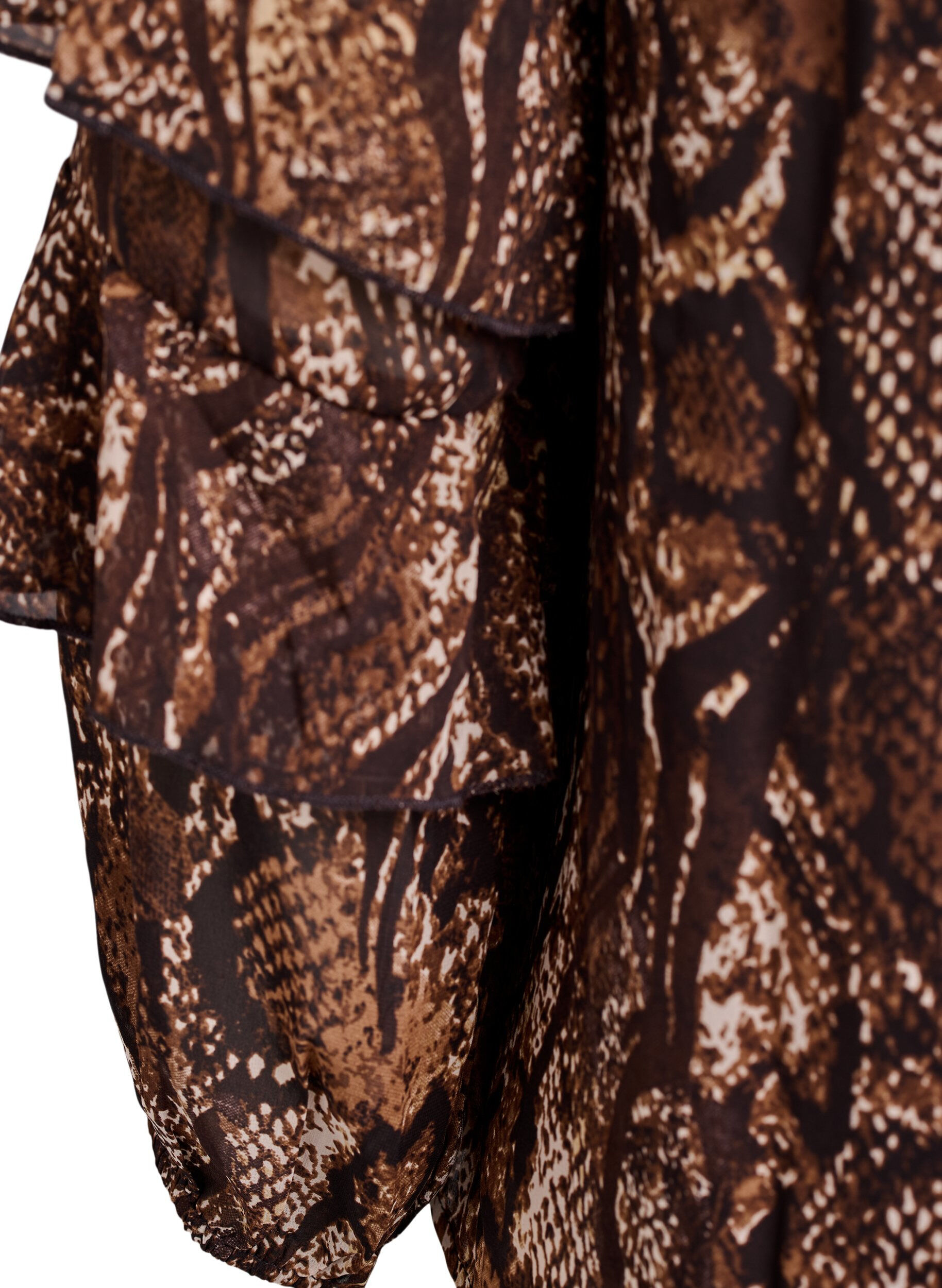 Zizzi Bluse mit Animal-Print und R&uuml;schen, Braun, Packshot image number 3
