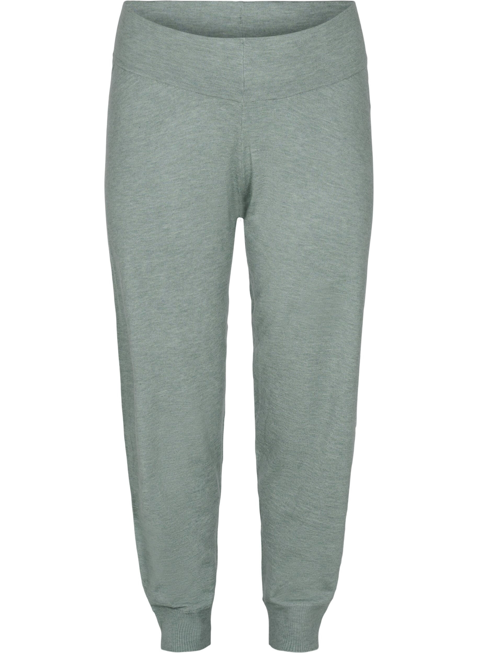 Zizzi Pantalon en maille chin&eacute;e , Chinois Green Mel, Packshot image number 0