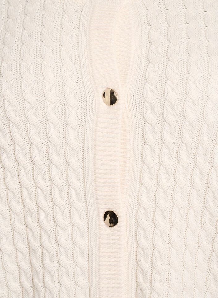 Cardigan en maille torsad&eacute;e avec boutons dor&eacute;s, Vanille, Packshot image number 2