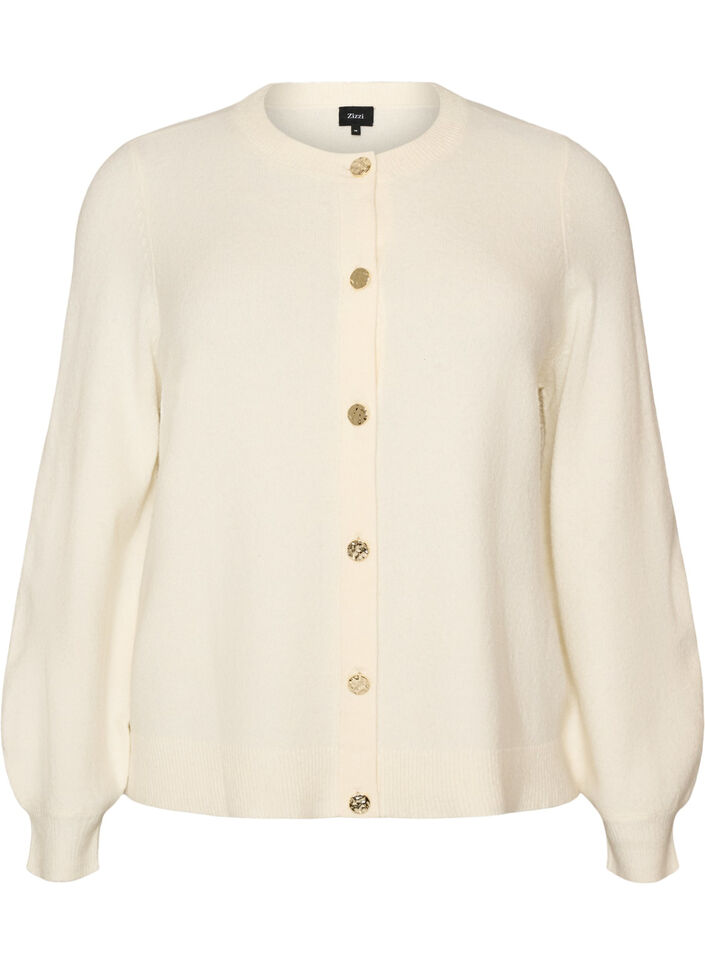 Cardigan en maille douce avec boutons dor&eacute;s, Vanille, Packshot image number 0