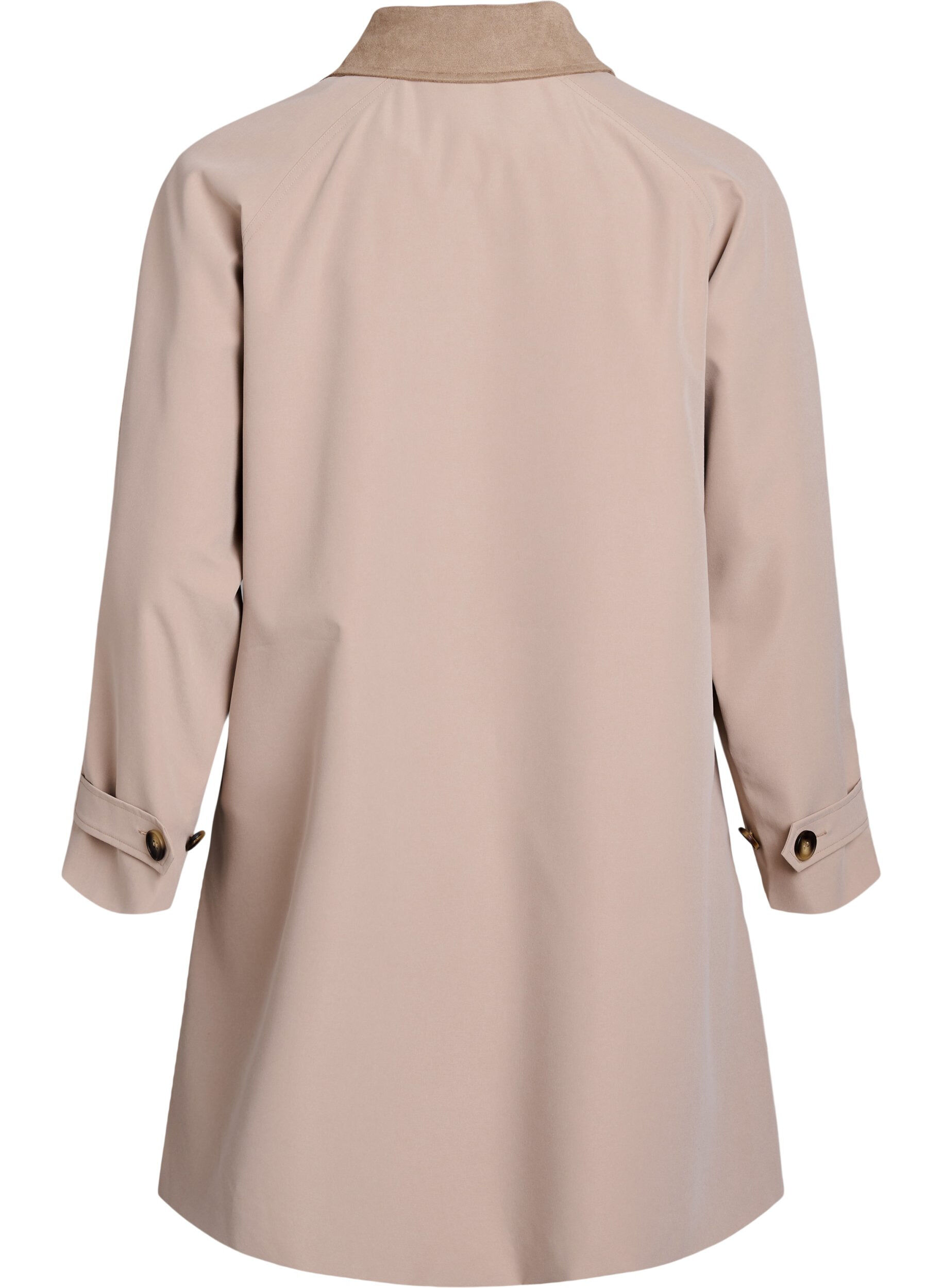 Zizzi Fr&uuml;hlingsjacke mit Kragen aus Wildlederimitat und verdeckter Knopfleiste, Beige, Packshot image number 1