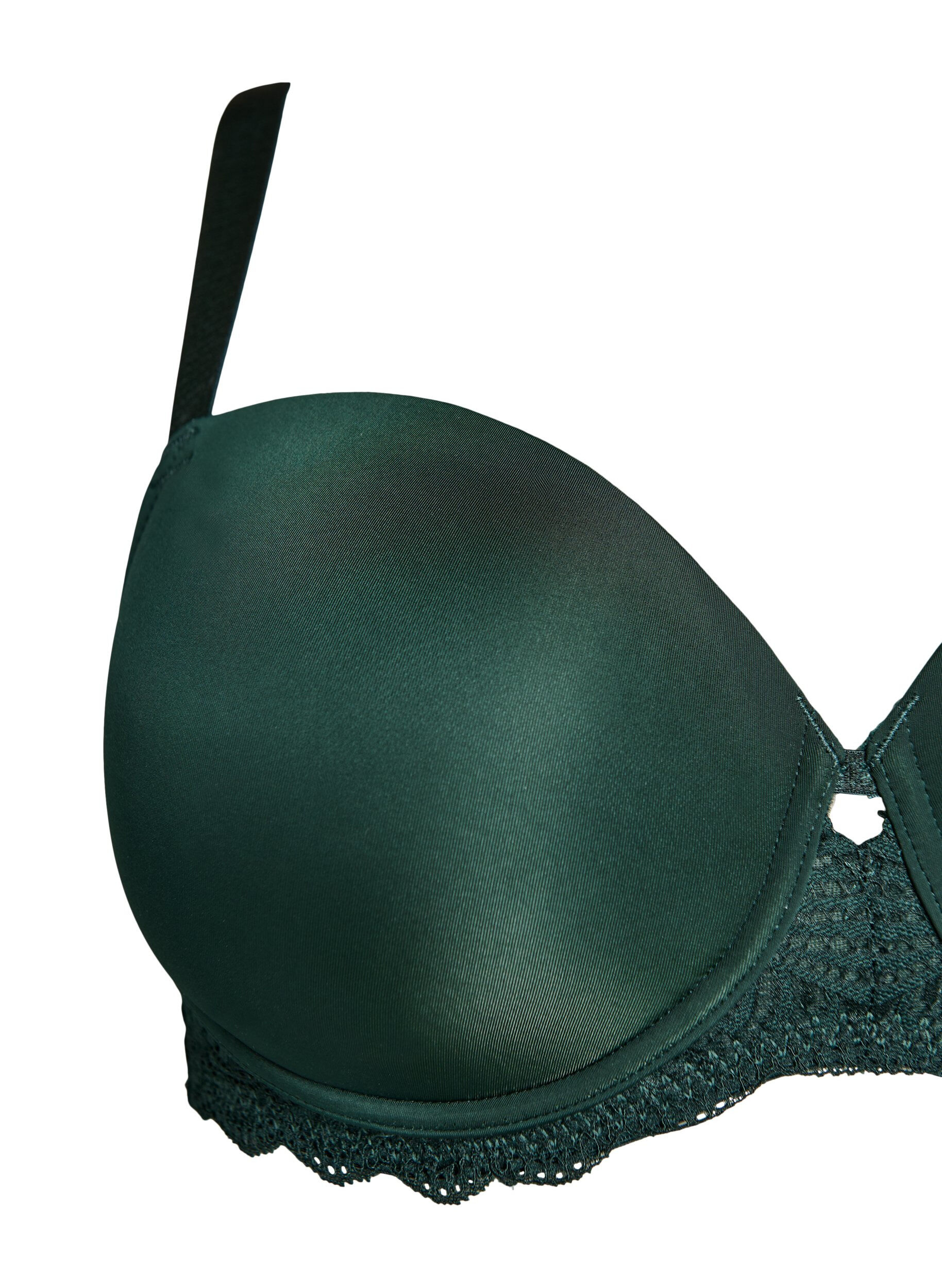 Zizzi Soutien-gorge avec bonnets moul&eacute;s et dentelle, Vert fonc&eacute;, Packshot image number 2