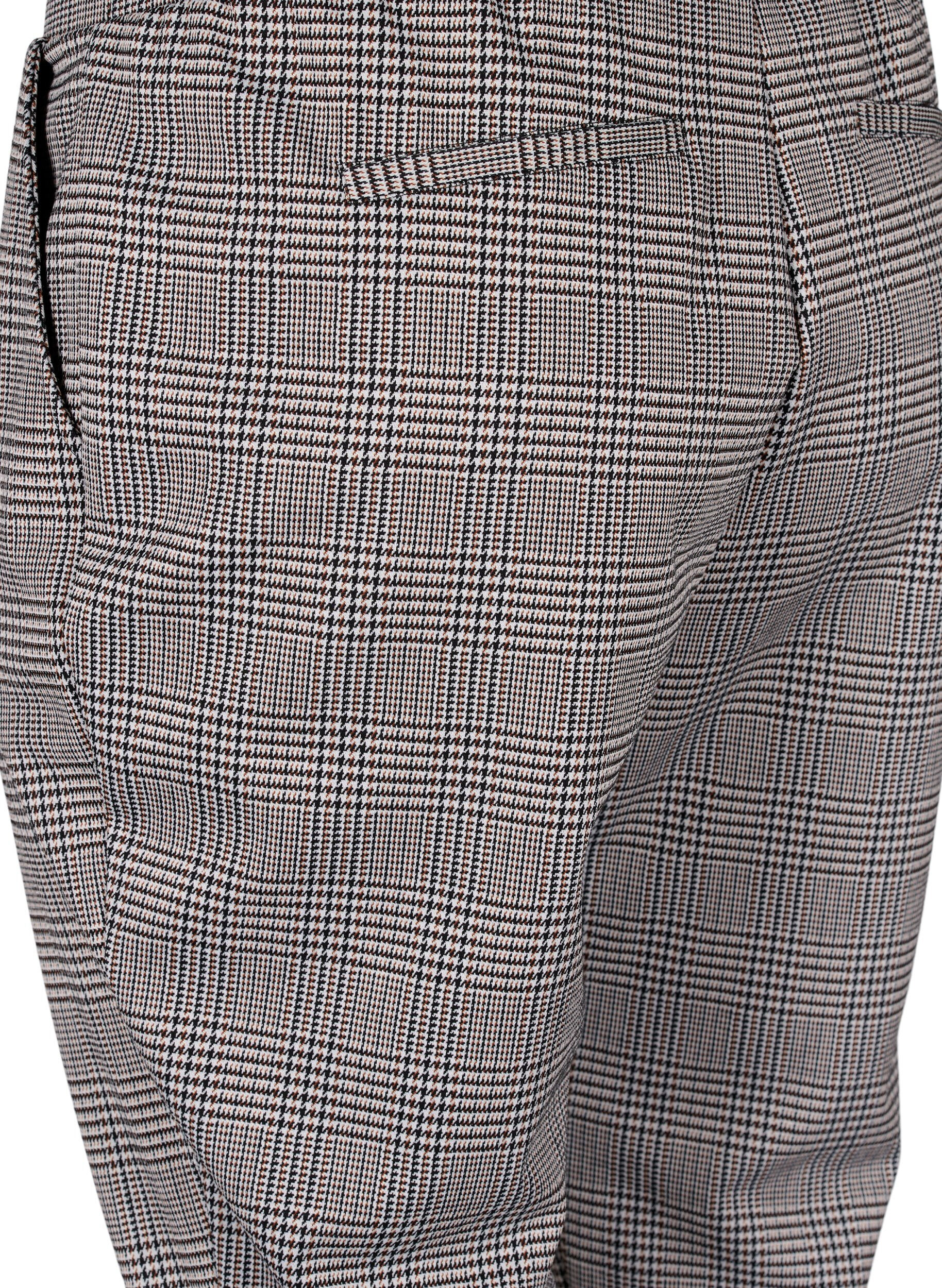 Zizzi Pantalon court Maddison &agrave; carreaux, Beige Brown Check, Packshot image number 3