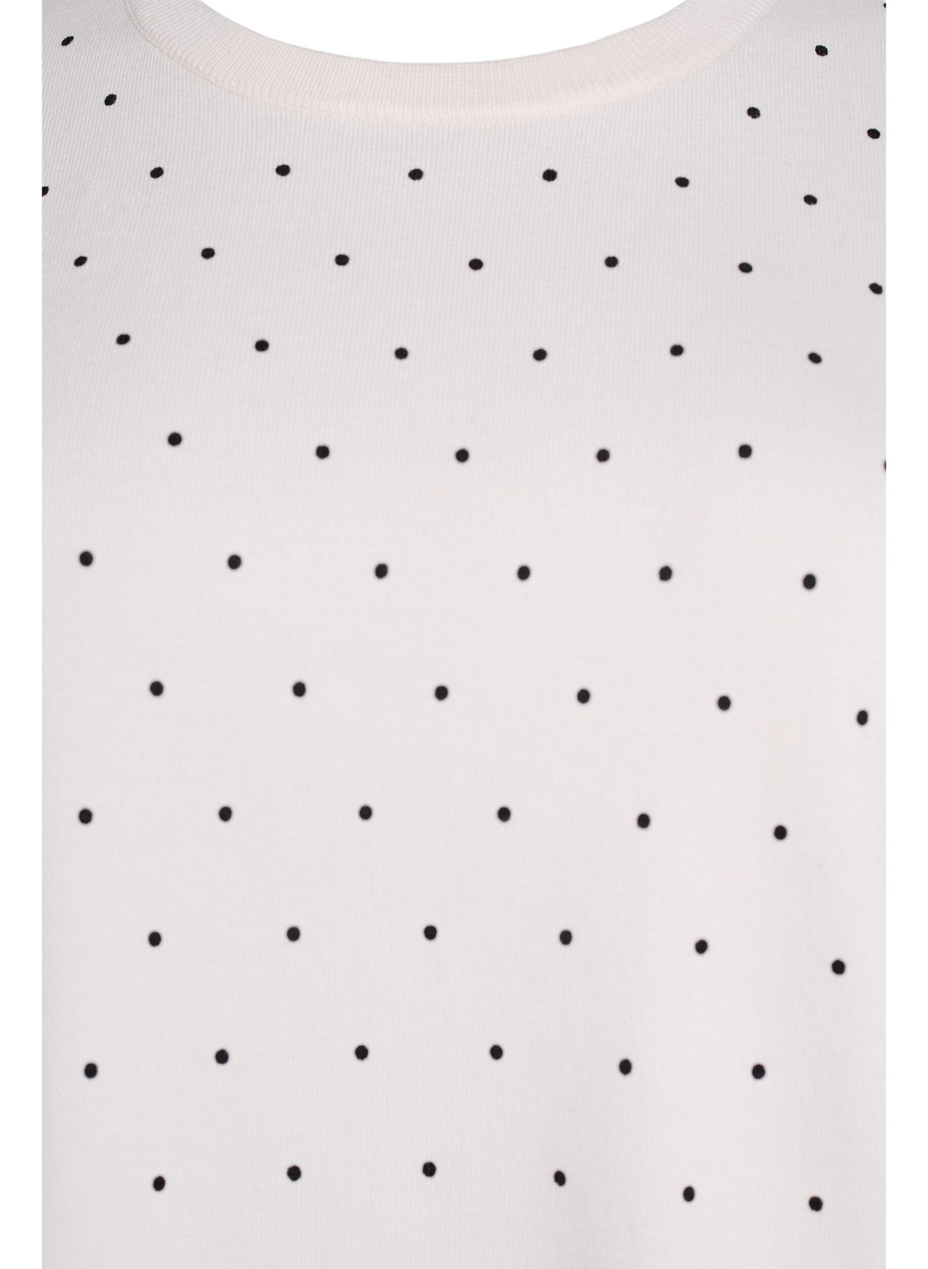 Zizzi Top en maille &agrave; pois et manches courtes, Blanc, Packshot image number 2