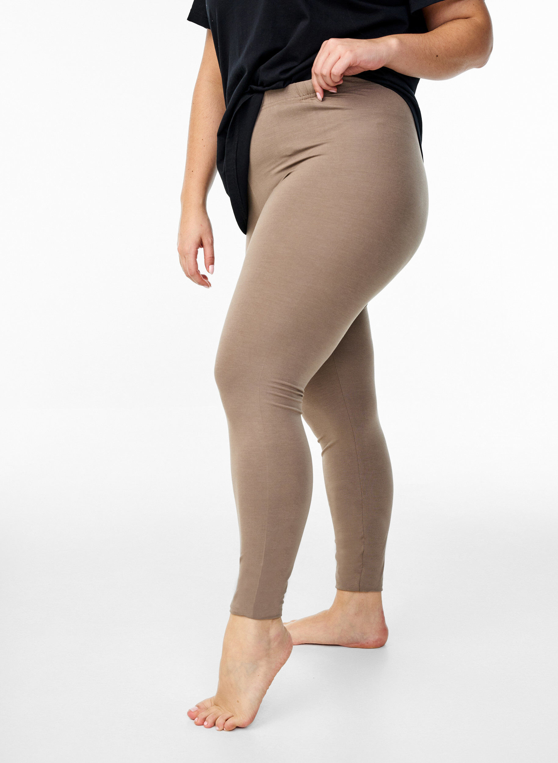 Zizzi Leggings basiques en viscose, Marron, Model image number 0