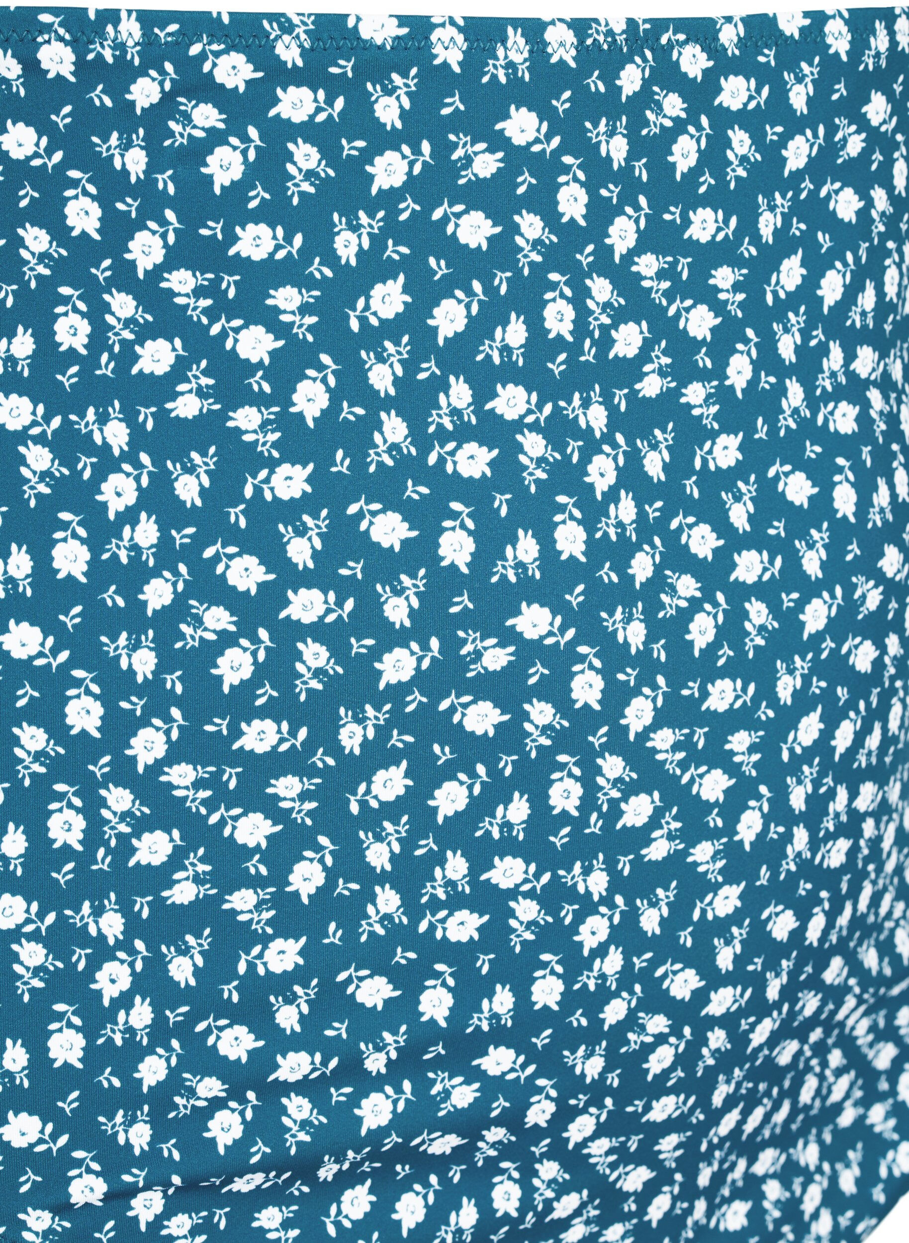 Zizzi Bas de bikini taille extra haute avec imprim&eacute; floral, Bleu p&eacute;trole, Packshot image number 2