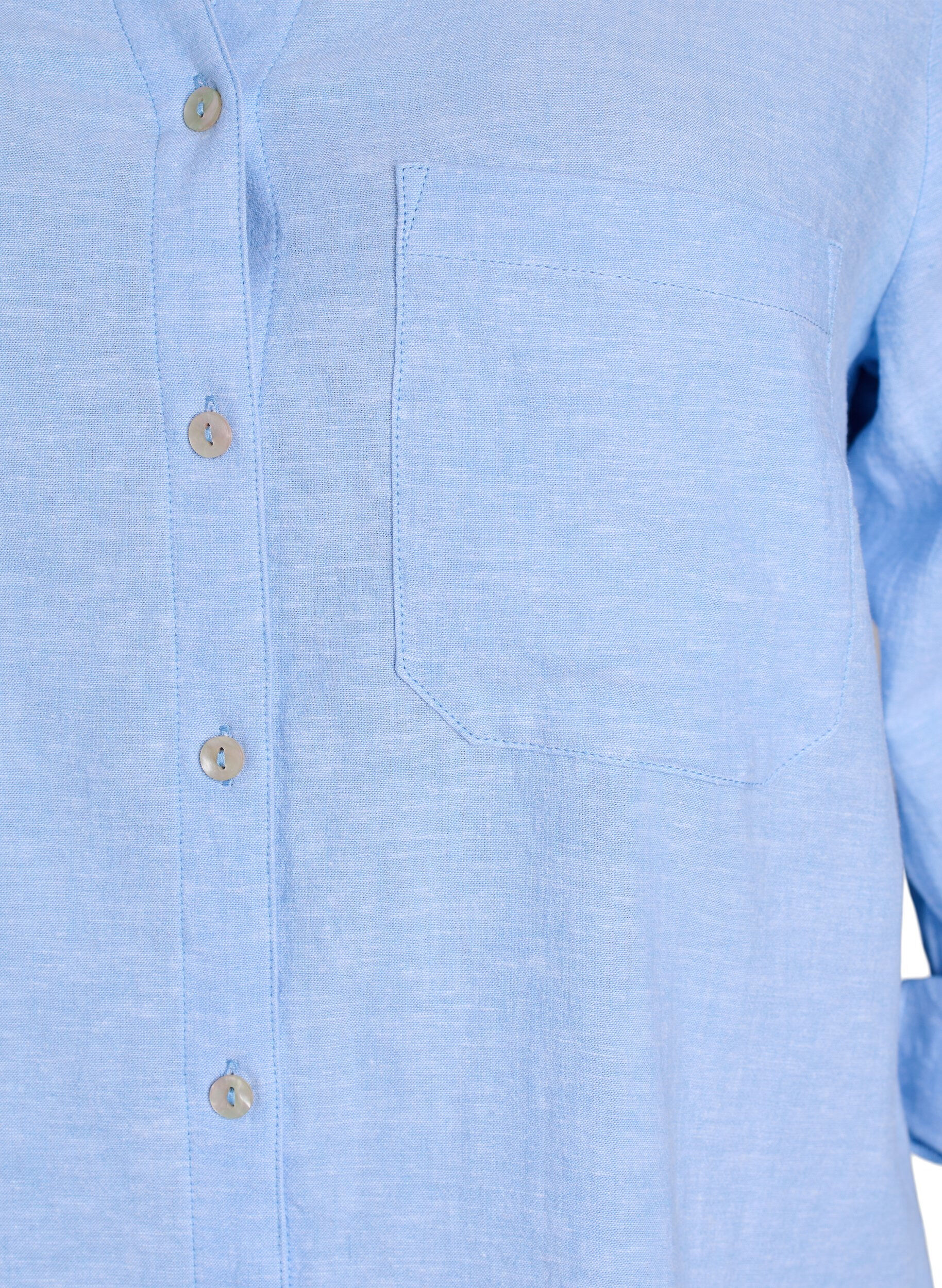 ZizziBluse aus Leinen und Viskose mit 3/4-&Auml;rmeln, Blau, Packshot image number 2