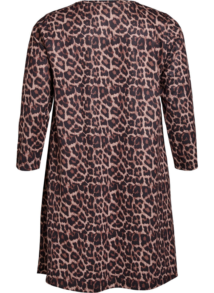 Robe en trapèze courte avec manches 7/8, Marron, Packshot image number 1