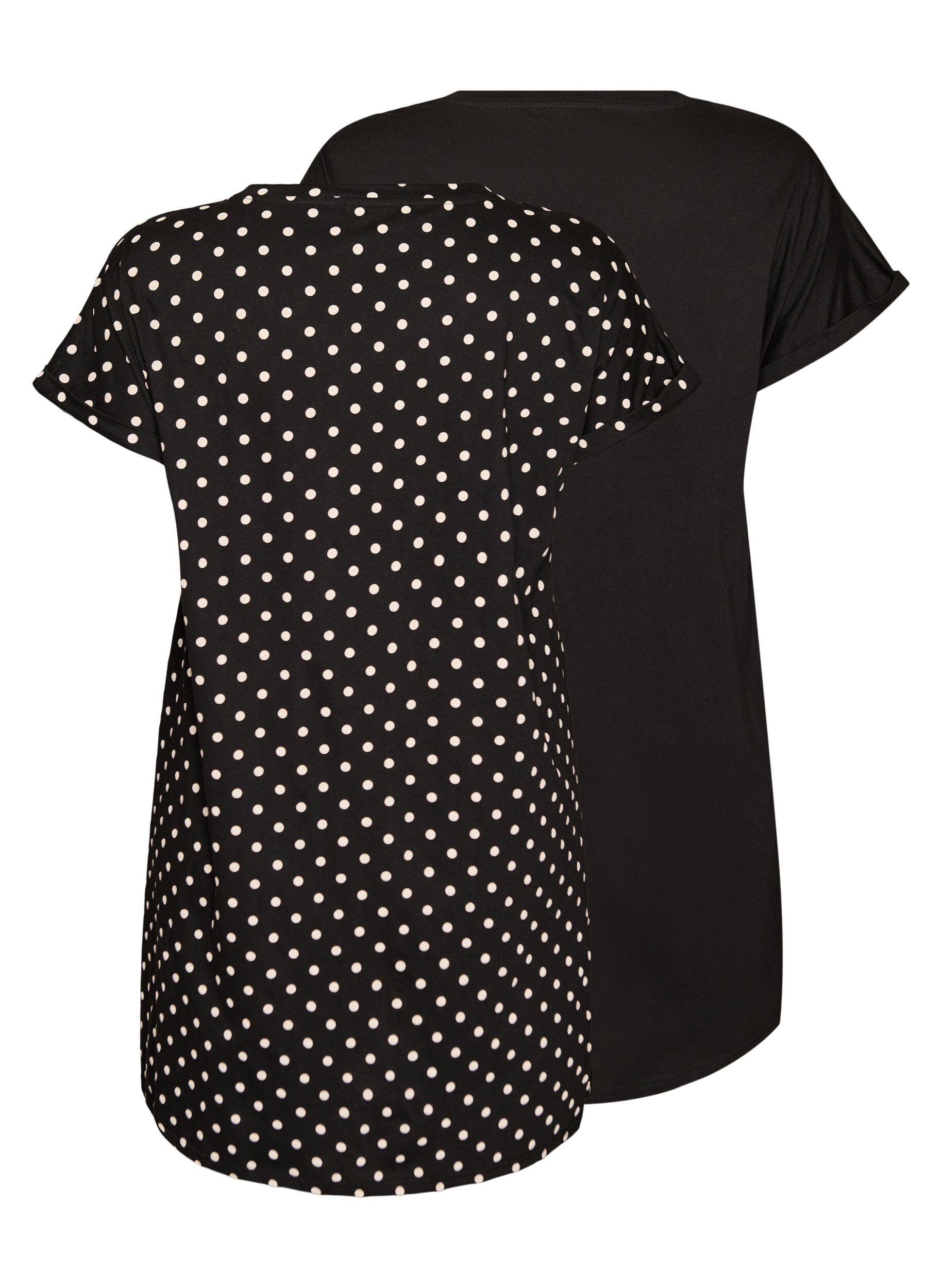 Zizzi 2er-Pack T-Shirt-Kleid mit kurzen &Auml;rmeln, Schwarz, Packshot image number 1
