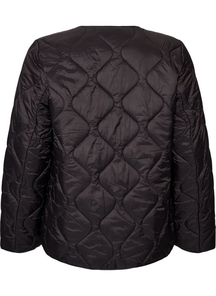 Veste matelass&eacute;e avec boutons-pression et col rond, Noir, Packshot image number 1