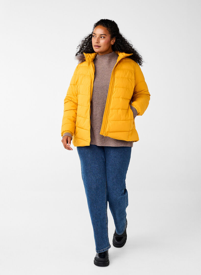 Veste courte à capuche, Jaune, Model image number 1