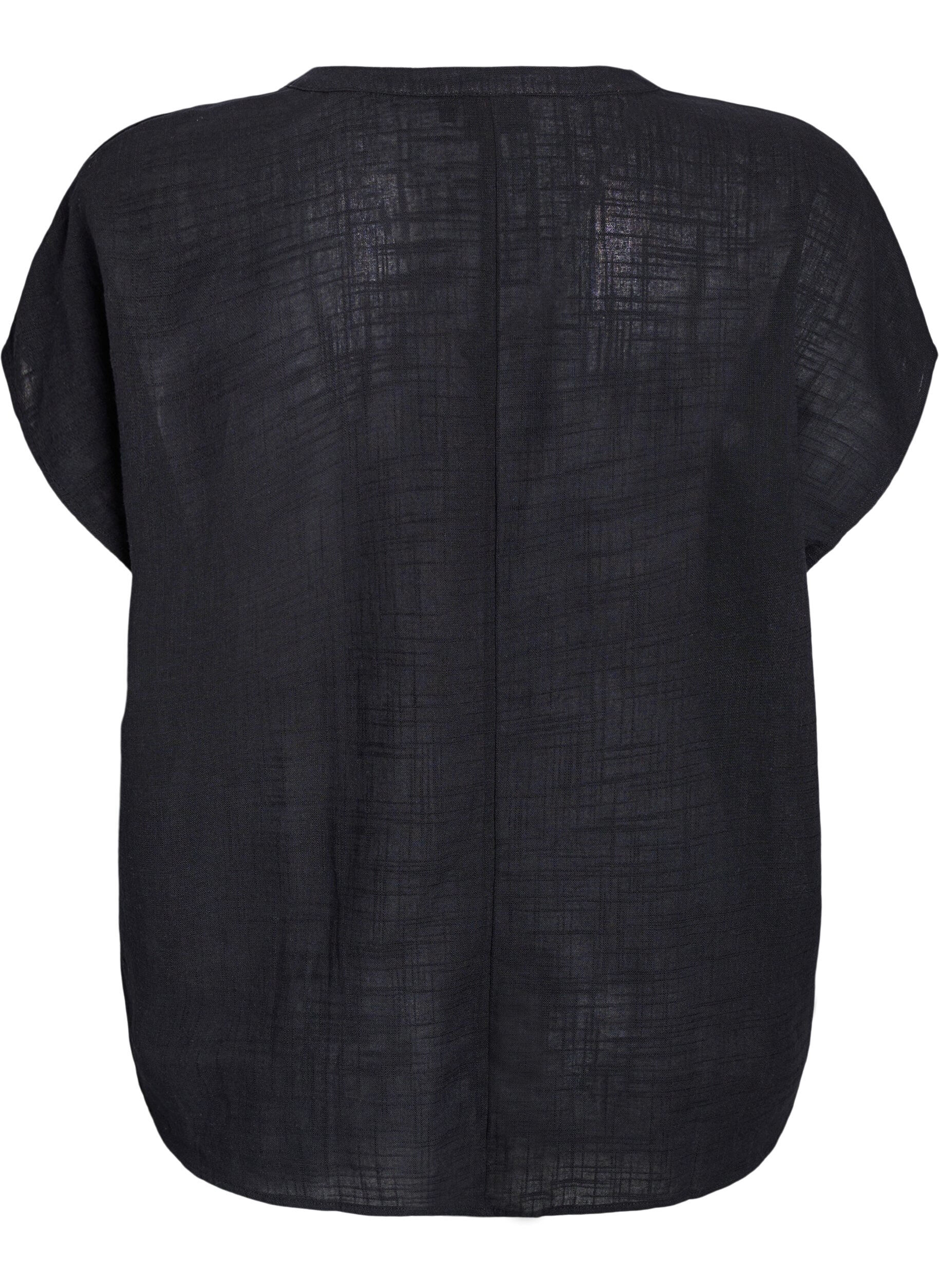 Zizzi Chemisier ample avec manches &eacute;bouriff&eacute;es, Noir, Packshot image number 1