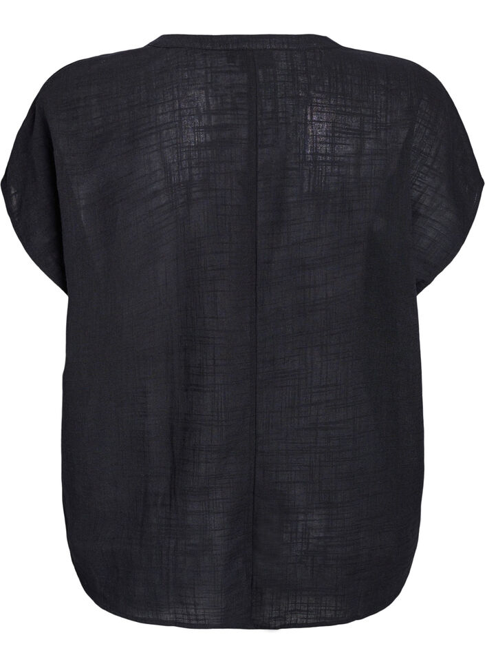 Chemisier ample avec manches &eacute;bouriff&eacute;es, Noir, Packshot image number 1