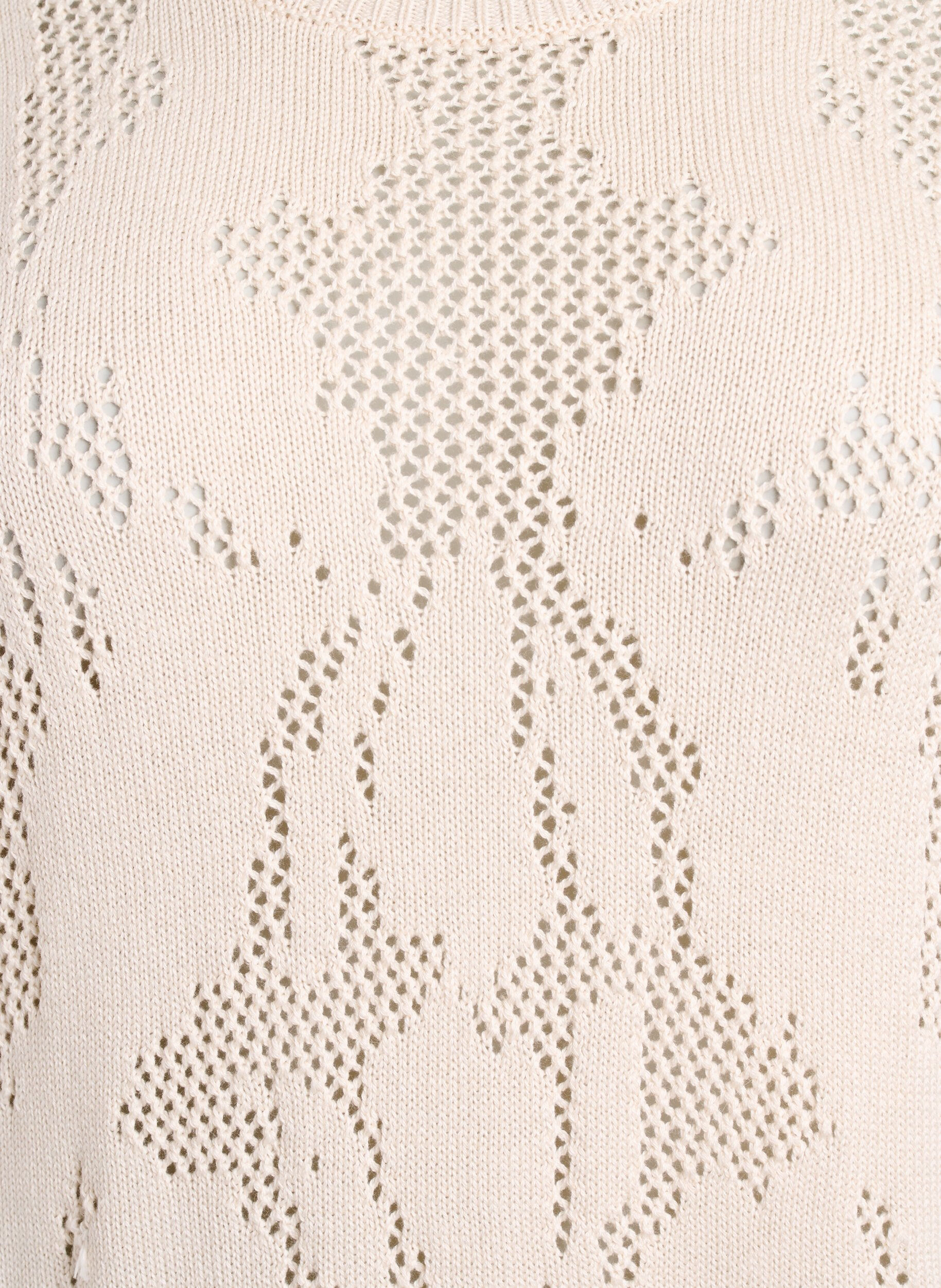 Zizzi Strickkleid mit Ajourmuster und 3/4-&Auml;rmeln, Beige, Packshot image number 2