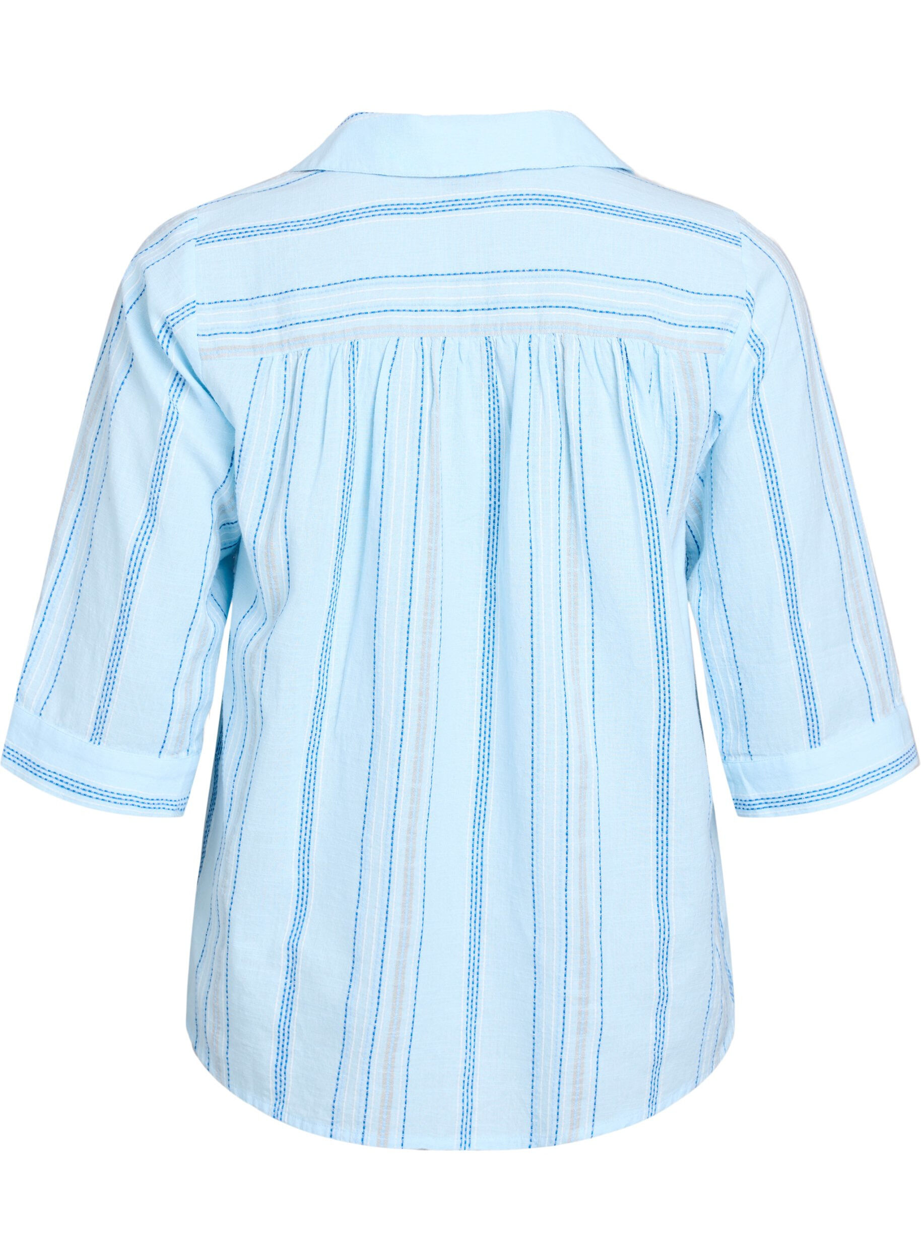 Zizzi Blouse avec col et manches 3/4, Bleu Clair, Packshot image number 1