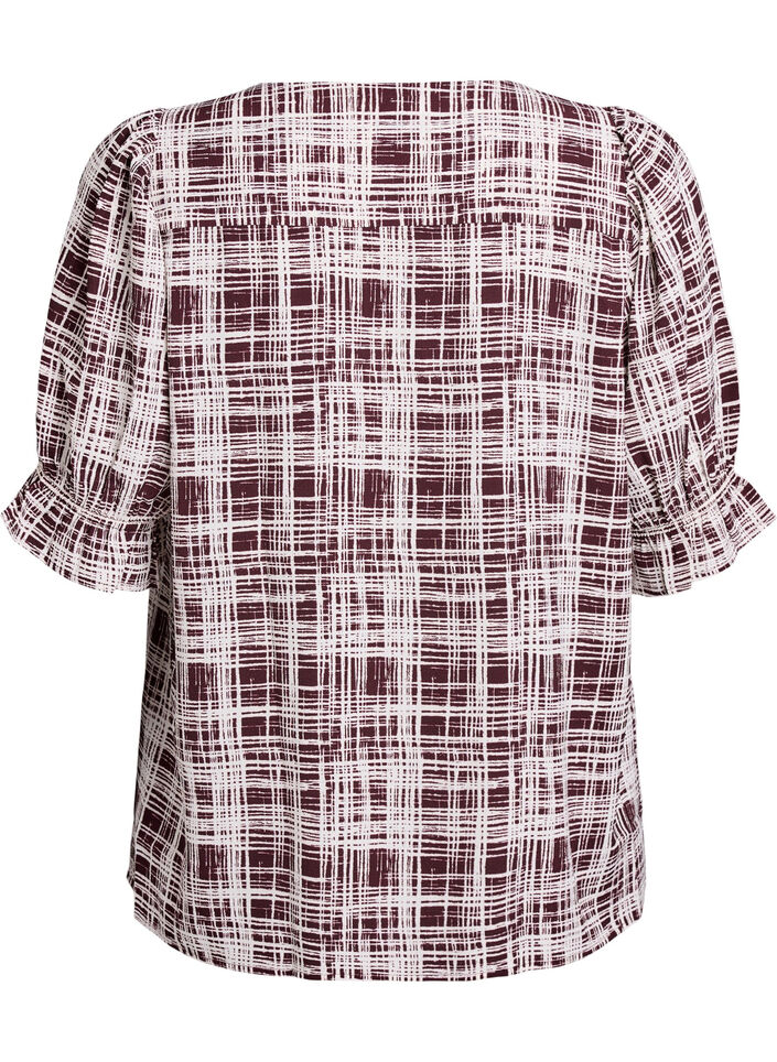 Bluse mit 1/2 &Auml;rmeln, Dunkles Bordeaux, Packshot image number 1