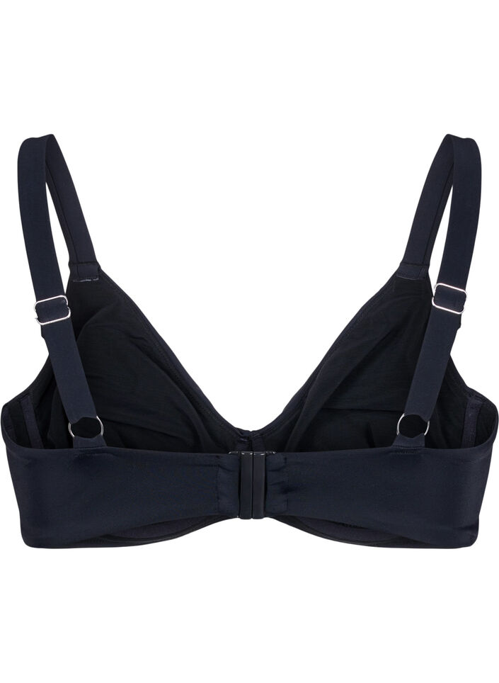 Bikini-Oberteil mit Bügel und Faltendetail, Black, Packshot image number 1