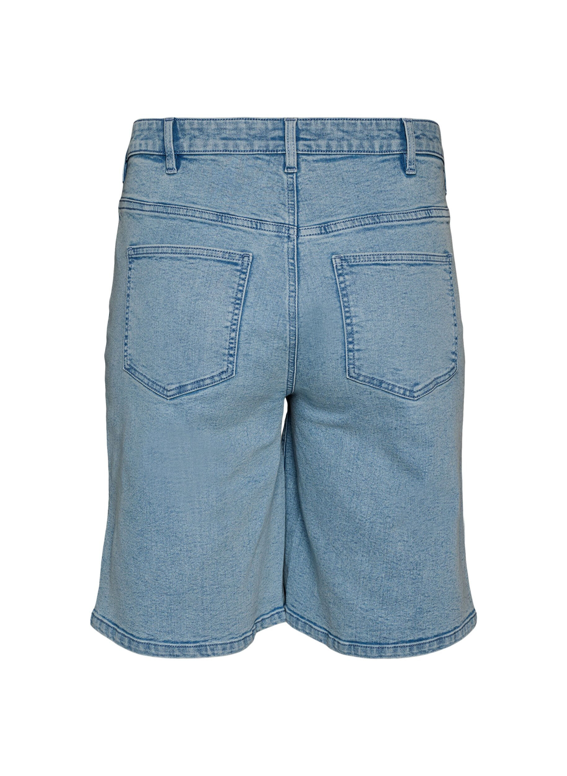 Zizzi Locker sitzende Jeansshorts mit hoher Taille, Blau, Packshot image number 1