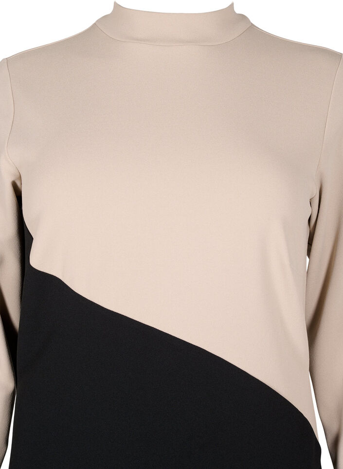 Robe colorblock à col montant, Black w. P.Cashmere, Packshot image number 2