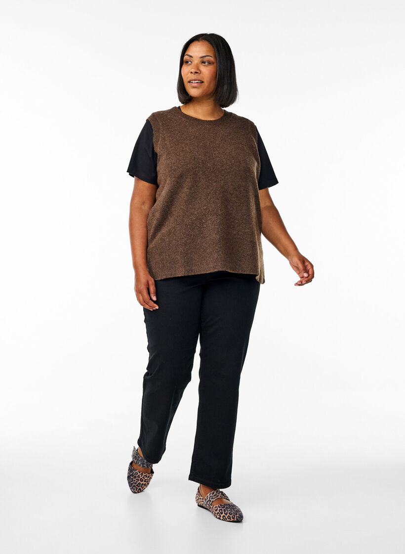 Strickweste mit Rippbändern, Grün, Model image number 1